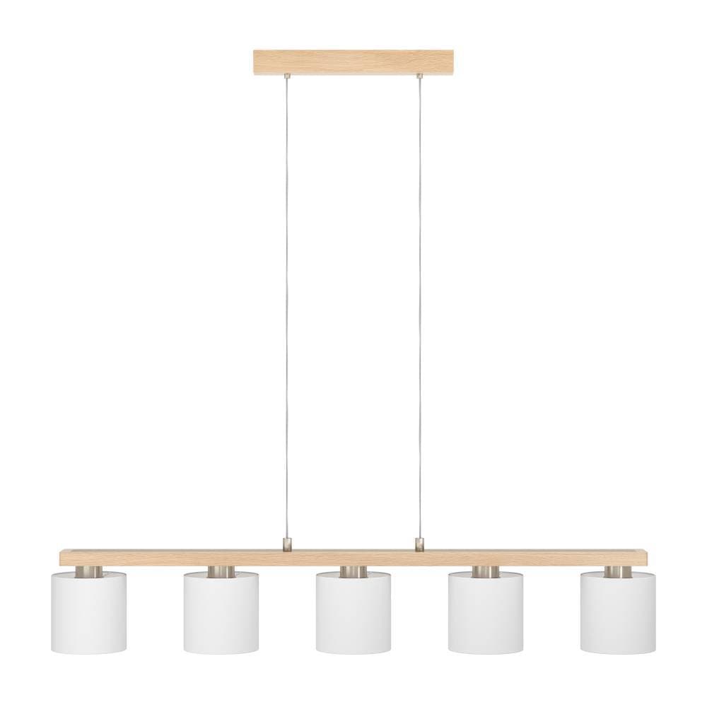 EGLO Hängeleuchte »CASTRALVO«, 5 flammig, Leuchtmittel E27 | ohne Leuchtmittel, Hängelampe, Nickel-Matt, Braun, Weiß, FSC zertifiziert, E27 Fassung