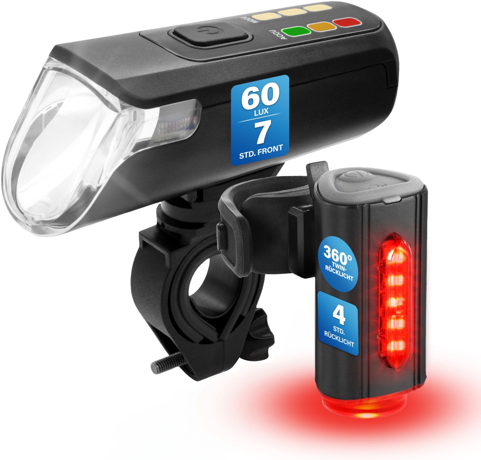 FISCHER Fahrrad Fahrradbeleuchtung »Akku-USB-LED Bel.-Set Bodenbel. 60 Lux«