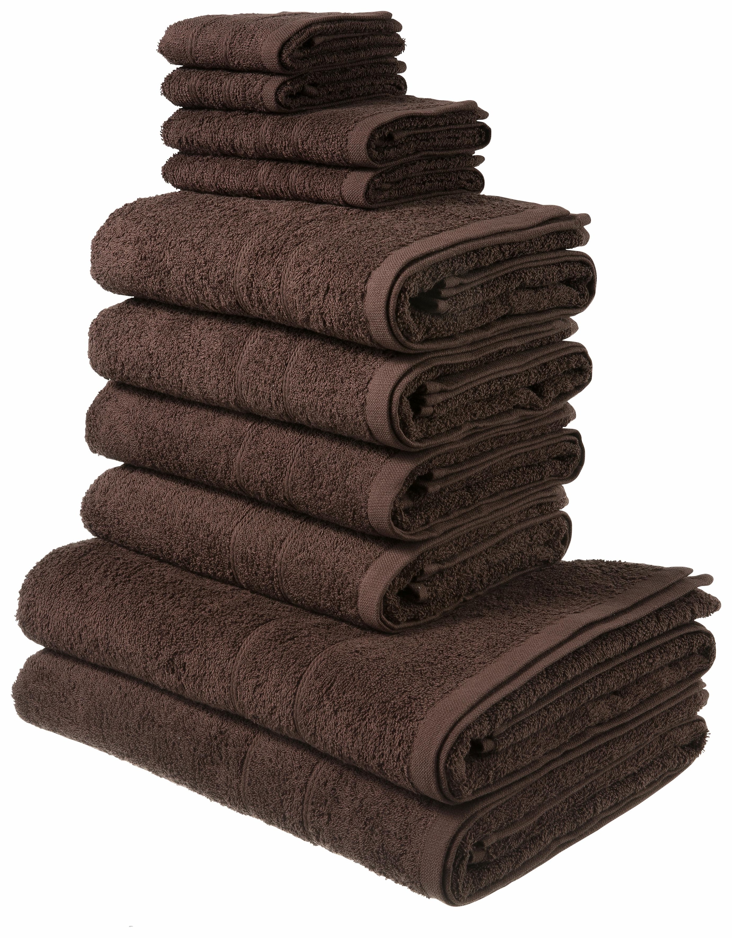 Handtuch Set MY HOME, braun, Obermaterial: 100% Baumwolle, Handtuch-Sets, "Inga, Duschtücher, Handtücher, Gästetücher, Seiftücher", Handtücher mit