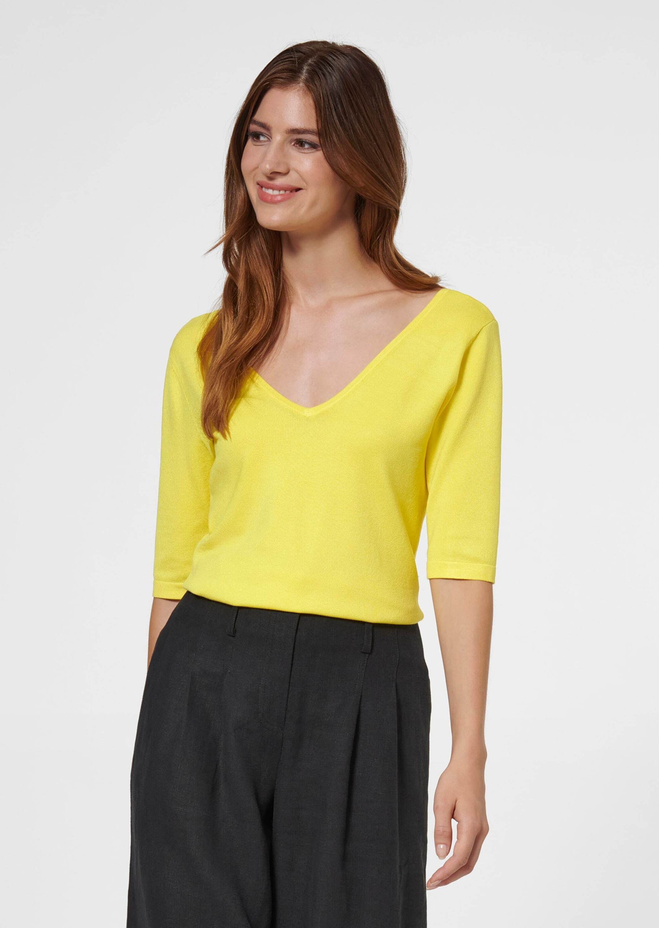 MADELEINE Longpullover »Pullover Halbarm-Pullover mit V-Ausschnitt«