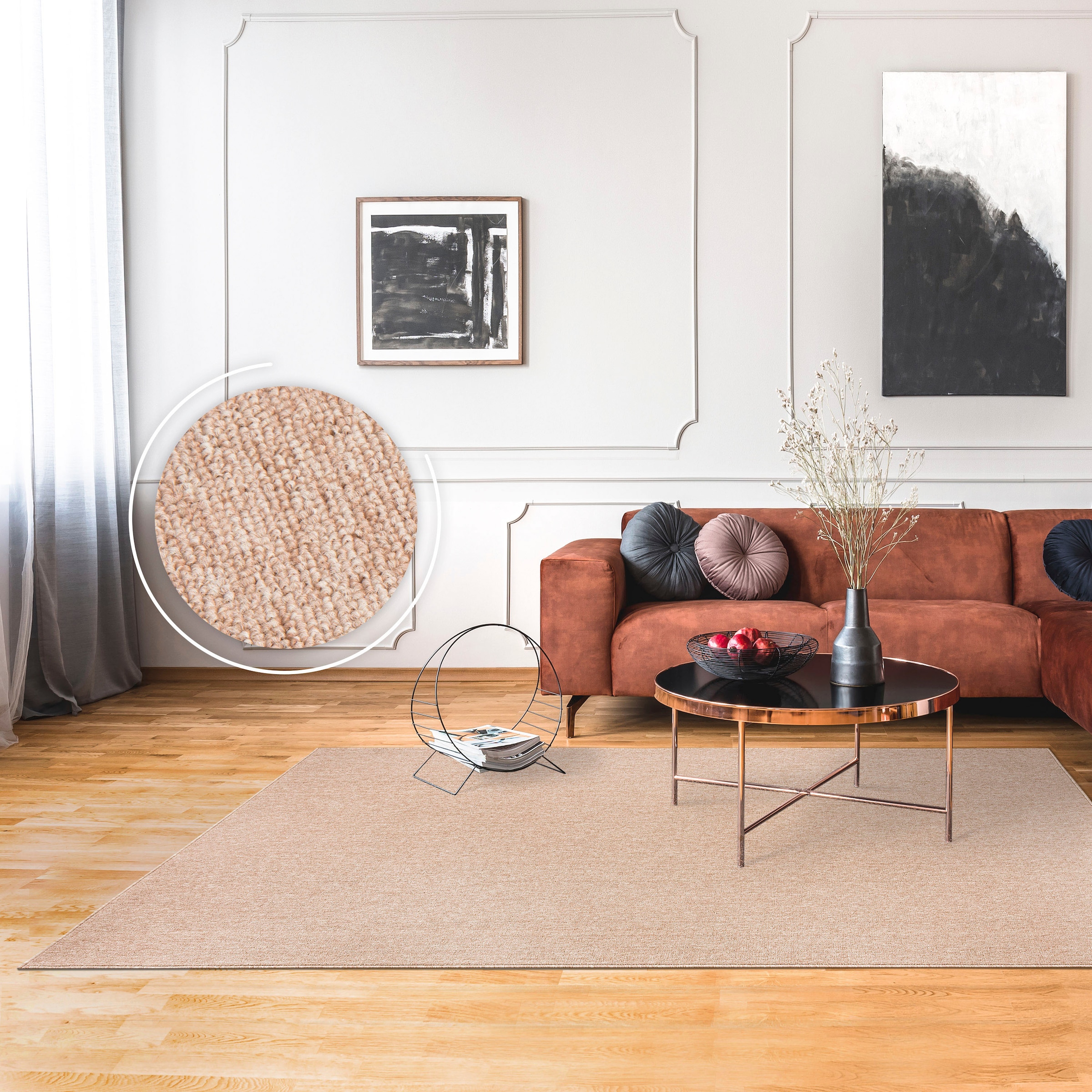Teppich PACO HOME "Barcelona 610", beige, B:120cm H:8mm L:160cm, Polypropylen (PP), Teppiche, Teppich, Kurzflor, meliert, strapazierfähige Qualität, Wohnzimmer