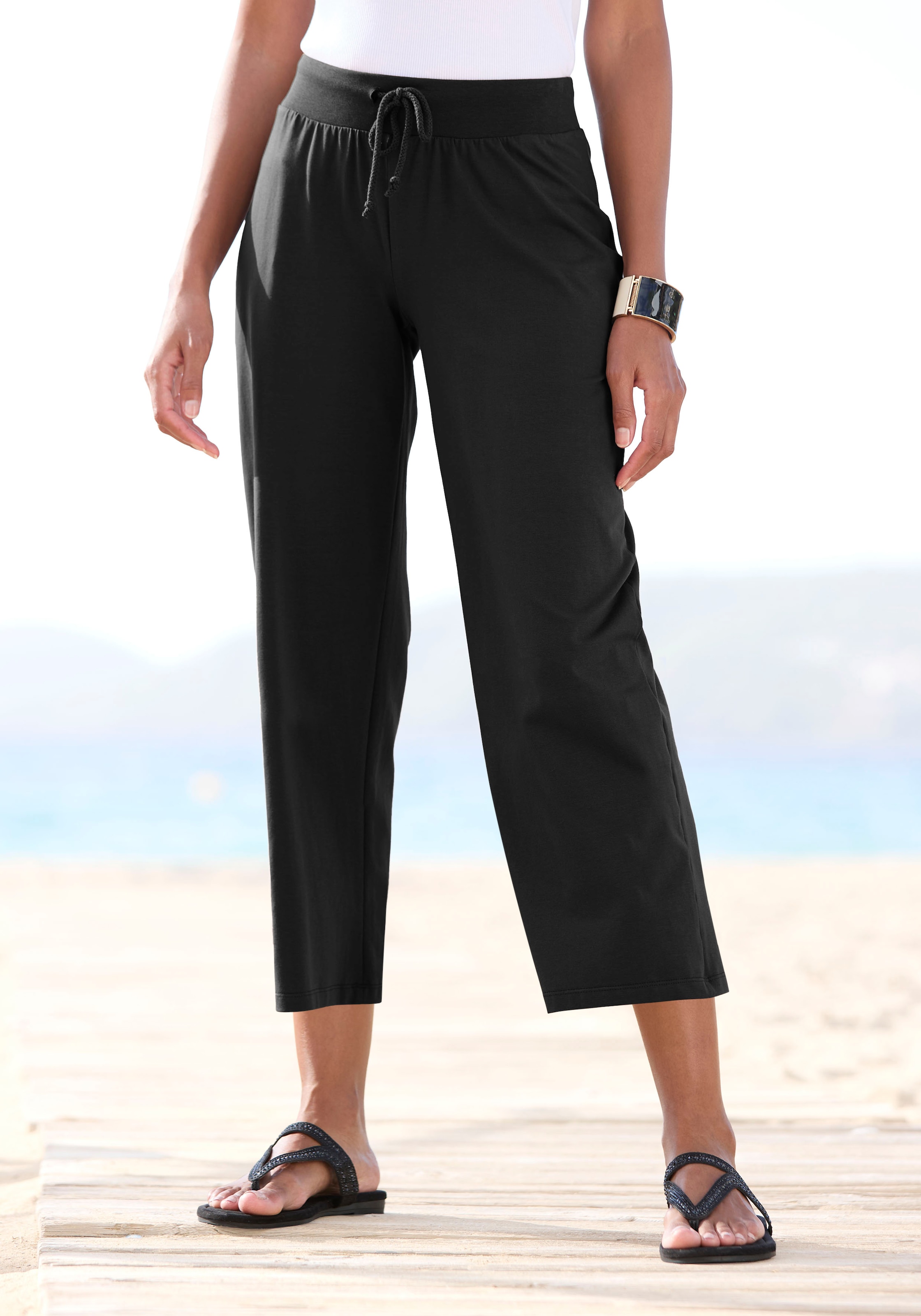Beachtime 7/8-Strandhose, aus weichem Jersey, Wide-Leg, Jogginghose, Relaxh günstig online kaufen