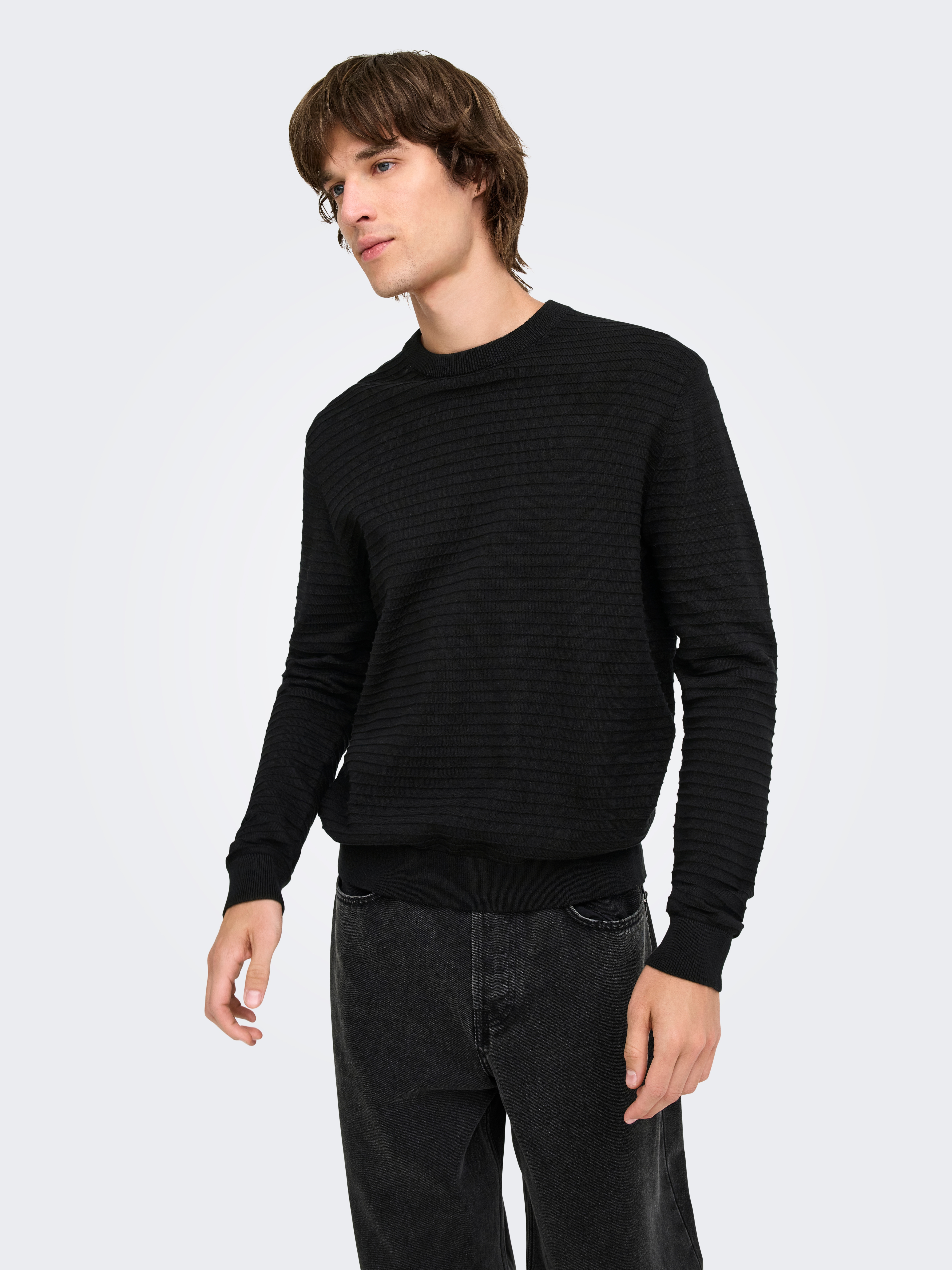 ONLY & SONS Rundhalspullover "ONSSTORM LS CREW KNIT OTL" Baumwolle, regular fit