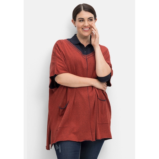 Sheego V-Ausschnitt-Pullover »Große Größen«, mit zweifarbigem Strick kaufen  | BAUR