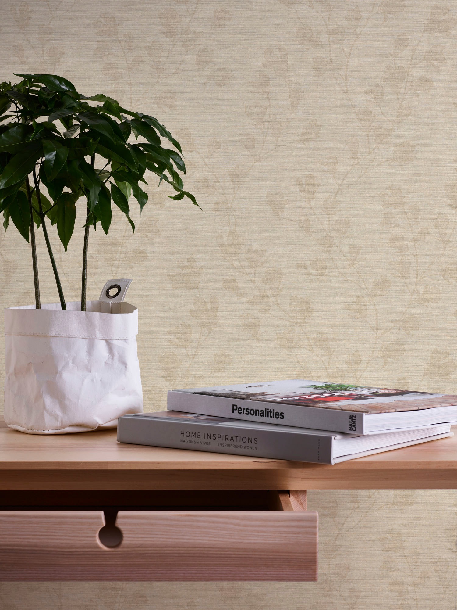 A.S. Création Vliestapete "Nara Blätterranke" gemustert matt neutral leicht strukturiert Tapete Natur Tapeten Wohnzimmer Schlafzimmer Küche modern Design Optik