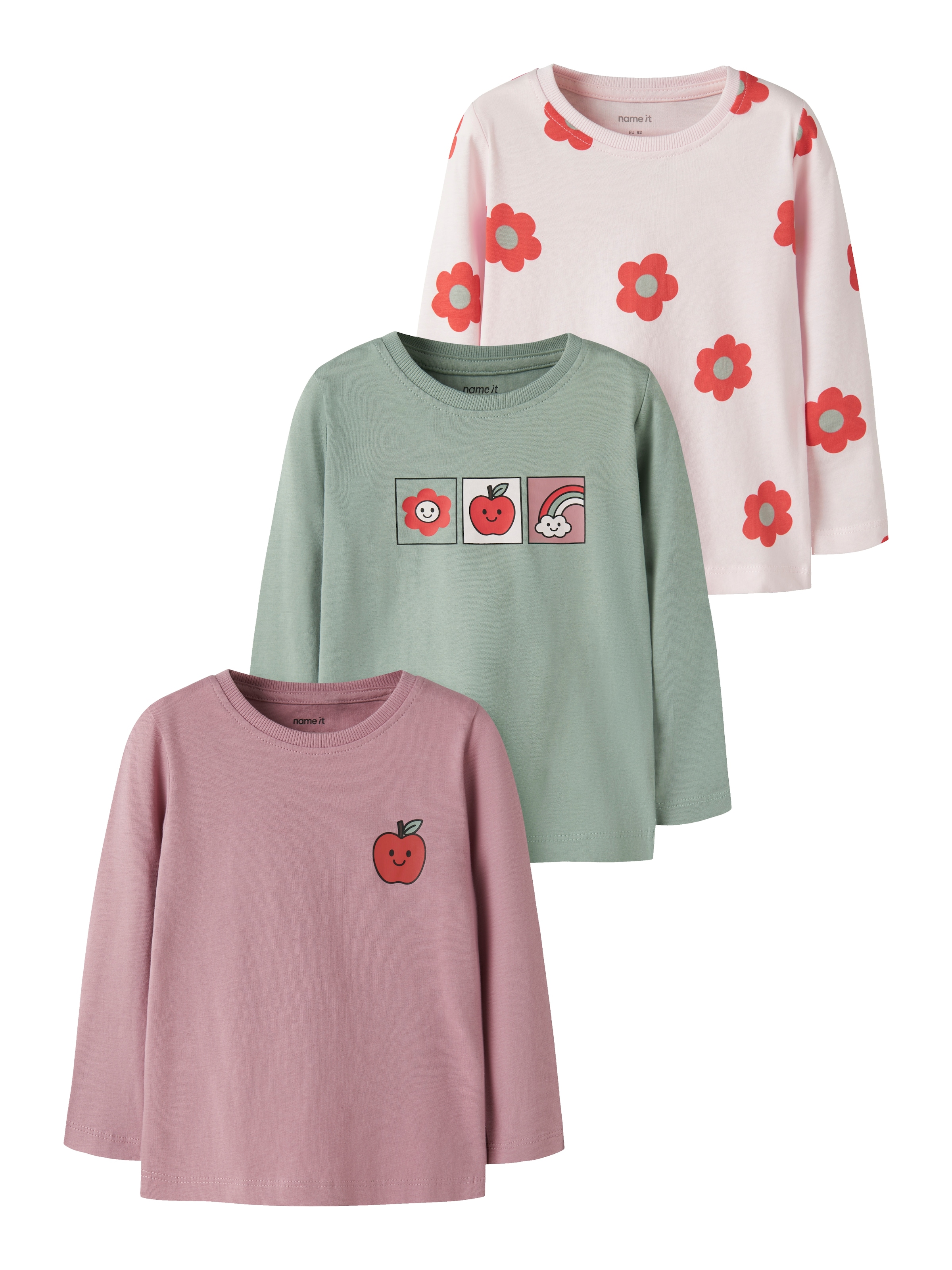 Name It Langarmshirt "NMFNIA 3P LS TOP" Packung, 3 Baumwolle, regular fit