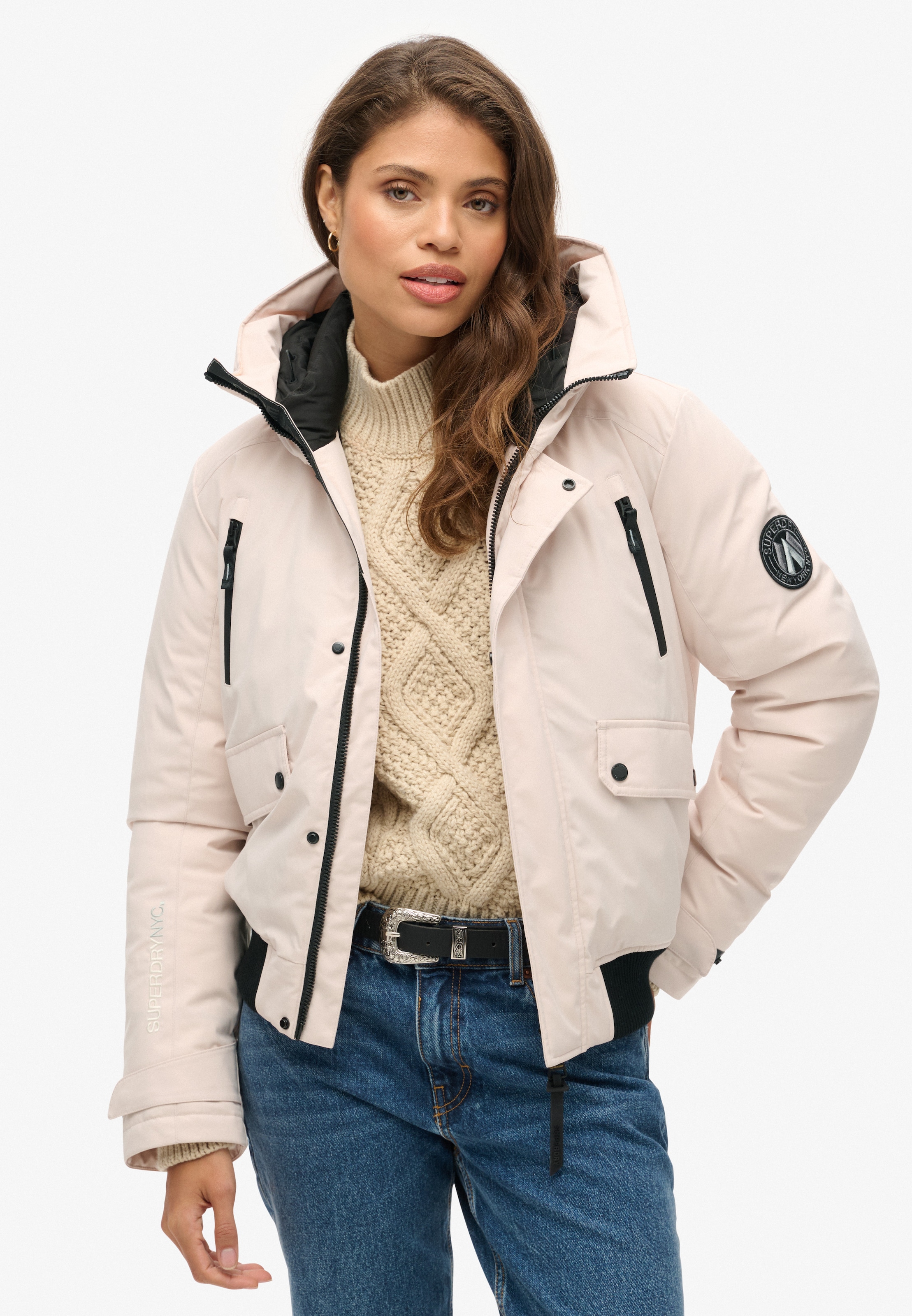 Superdry Bomberjacke »CITY PADDED BOMBER JACKET« ohne Kapuze Materialmix, regular fit