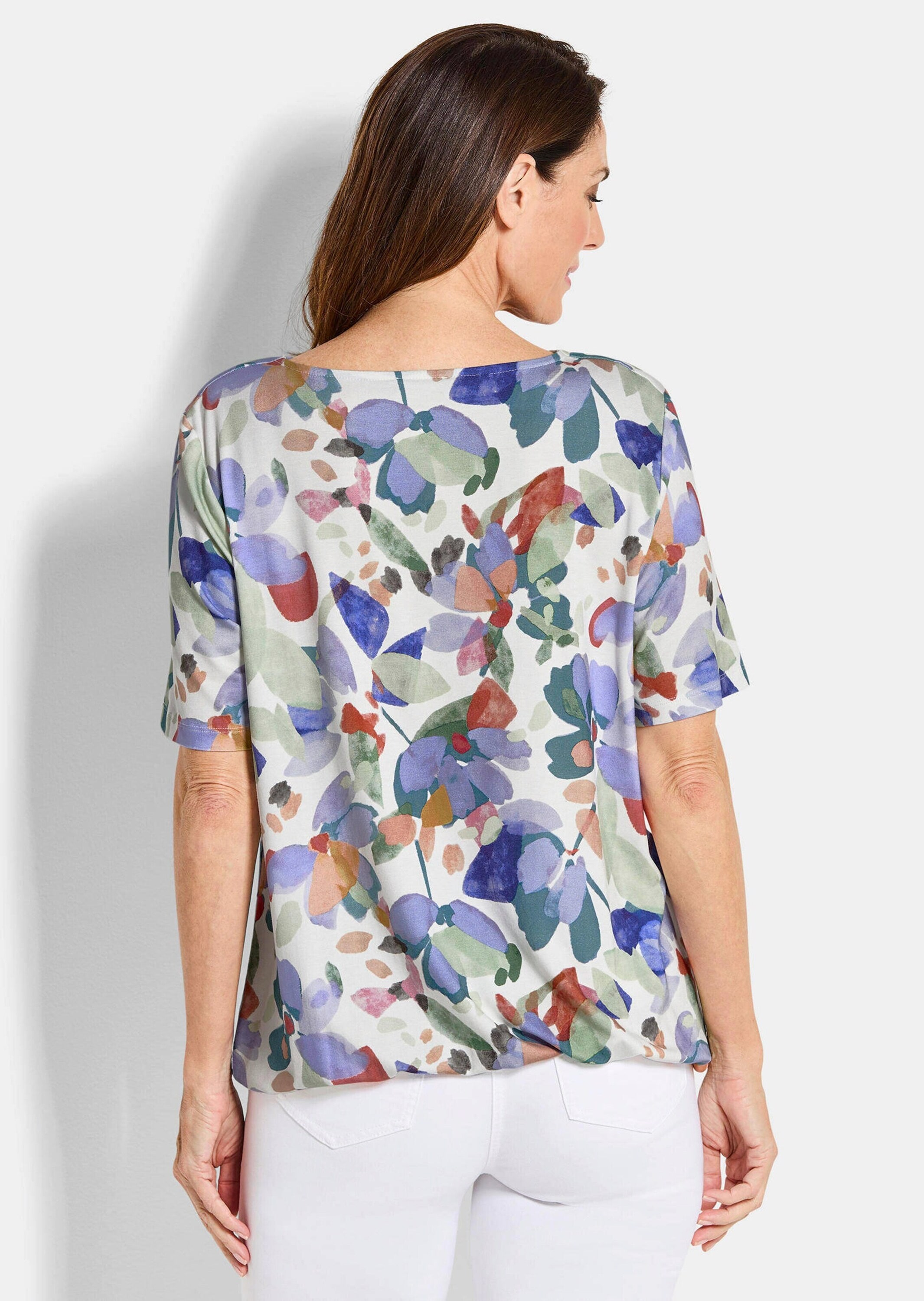 GOLDNER Kurzarmshirt »Jerseyshirt mit Wasserfallausschnitt«