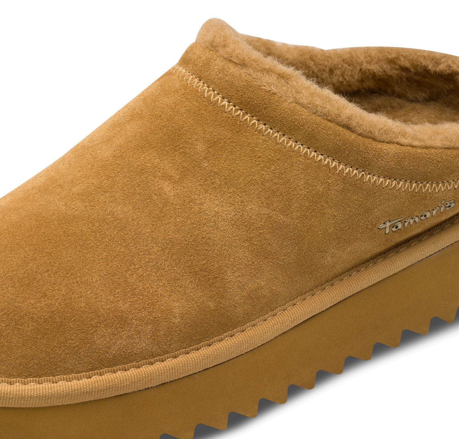 Tamaris Hausschuh, Clogs, Bequemschuh mit Fellimitat-Kragen