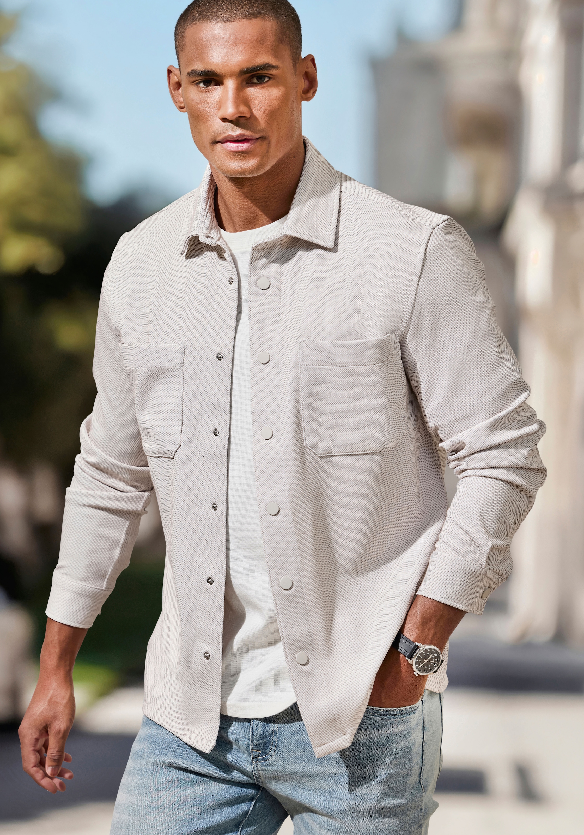 John Devin Hemdjacke ", Overshirt aus weicher Piqué-Qualität", Knopfleiste günstig online kaufen