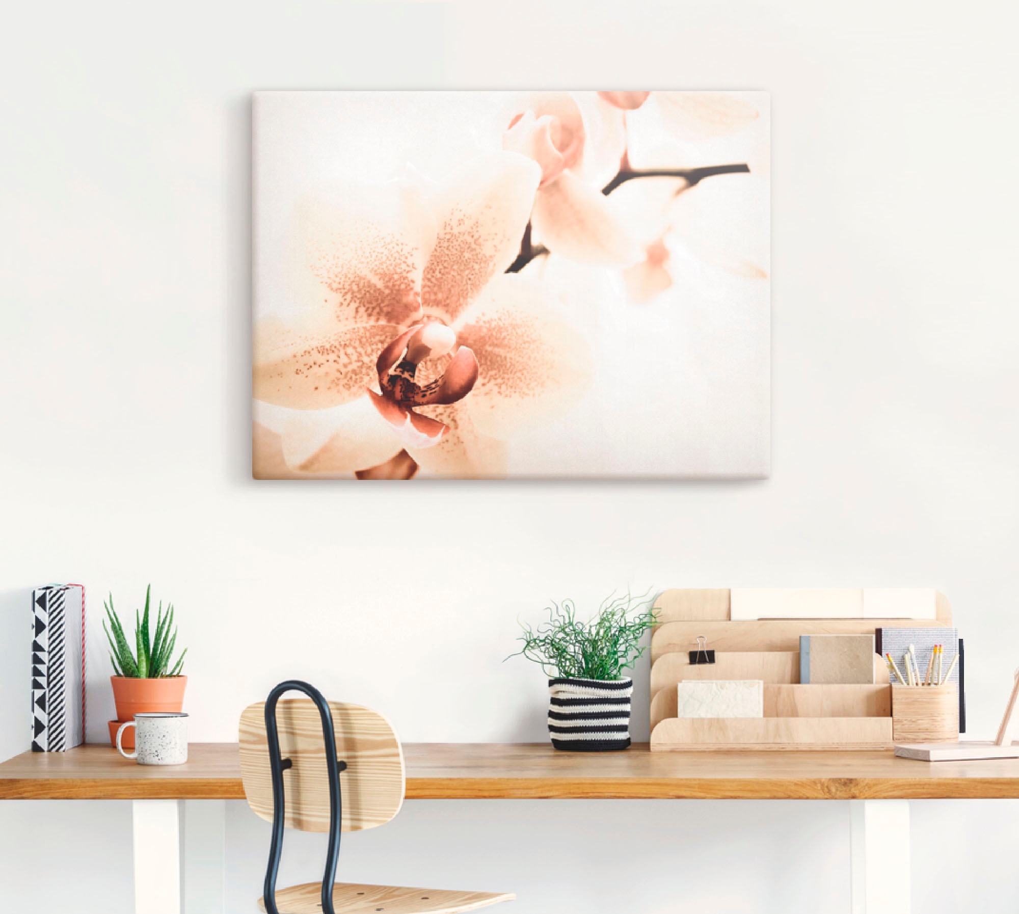 Artland Leinwandbild »Orchidee abstrakte Collage« Blumen 1 Stk. tlg. auf Holzrahmen gespannt