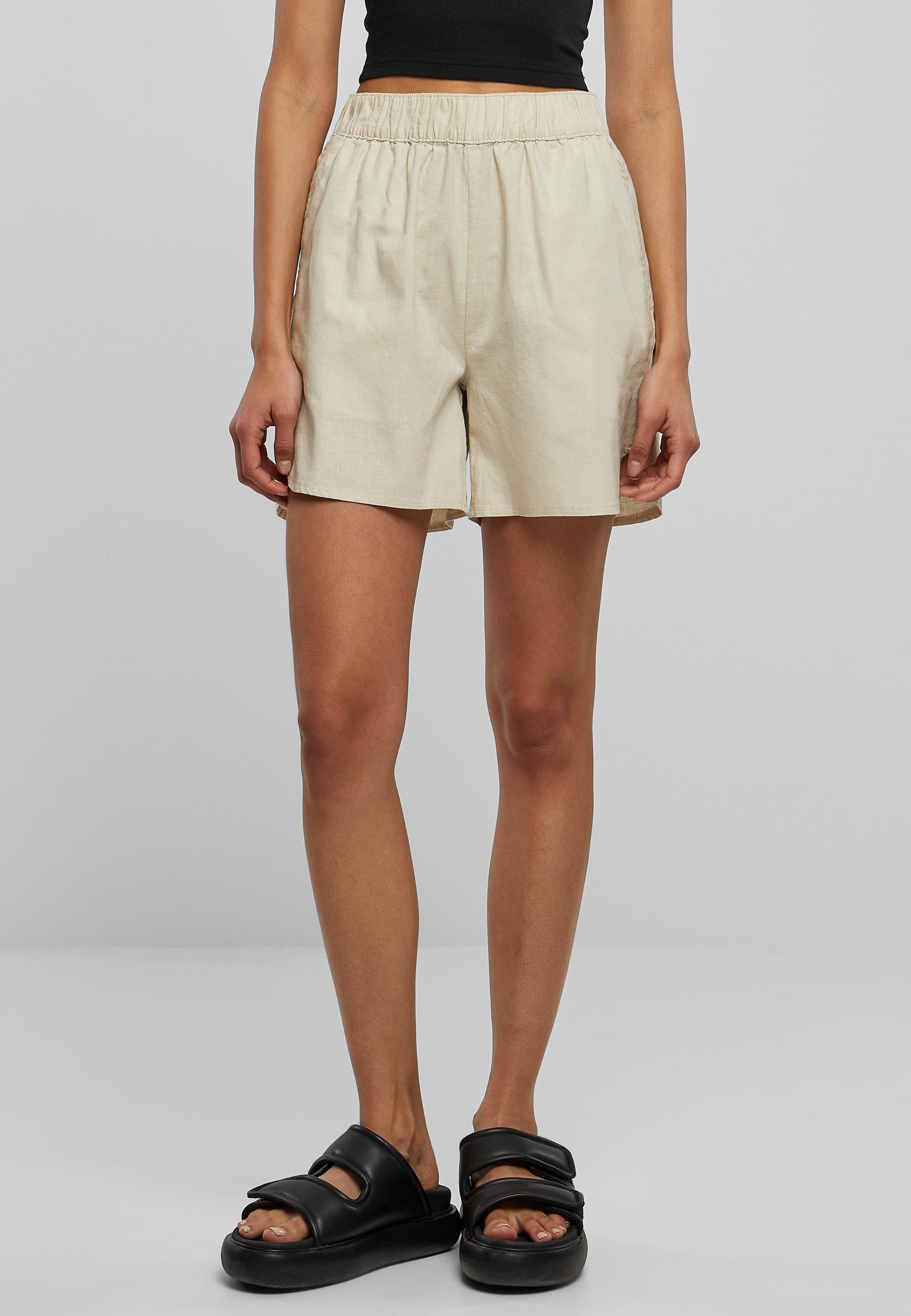 URBAN CLASSICS Shorts »Urban Classics Damen Ladies Linen Mixed Shorts«, (1 tlg.)