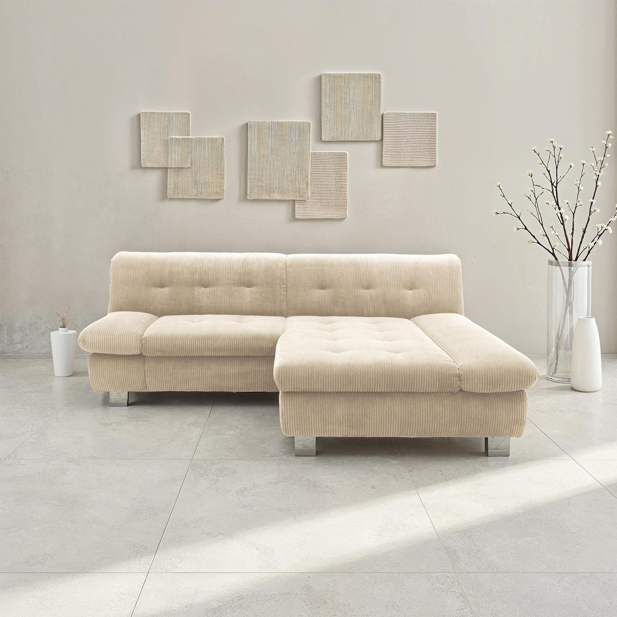 DOMO collection Ecksofa »100031 kompakte Stellmaße, komfortabel und bequem, L-Form«, wahlweise mit Bettfunktion und Armteilverstellung. Breite 234cm