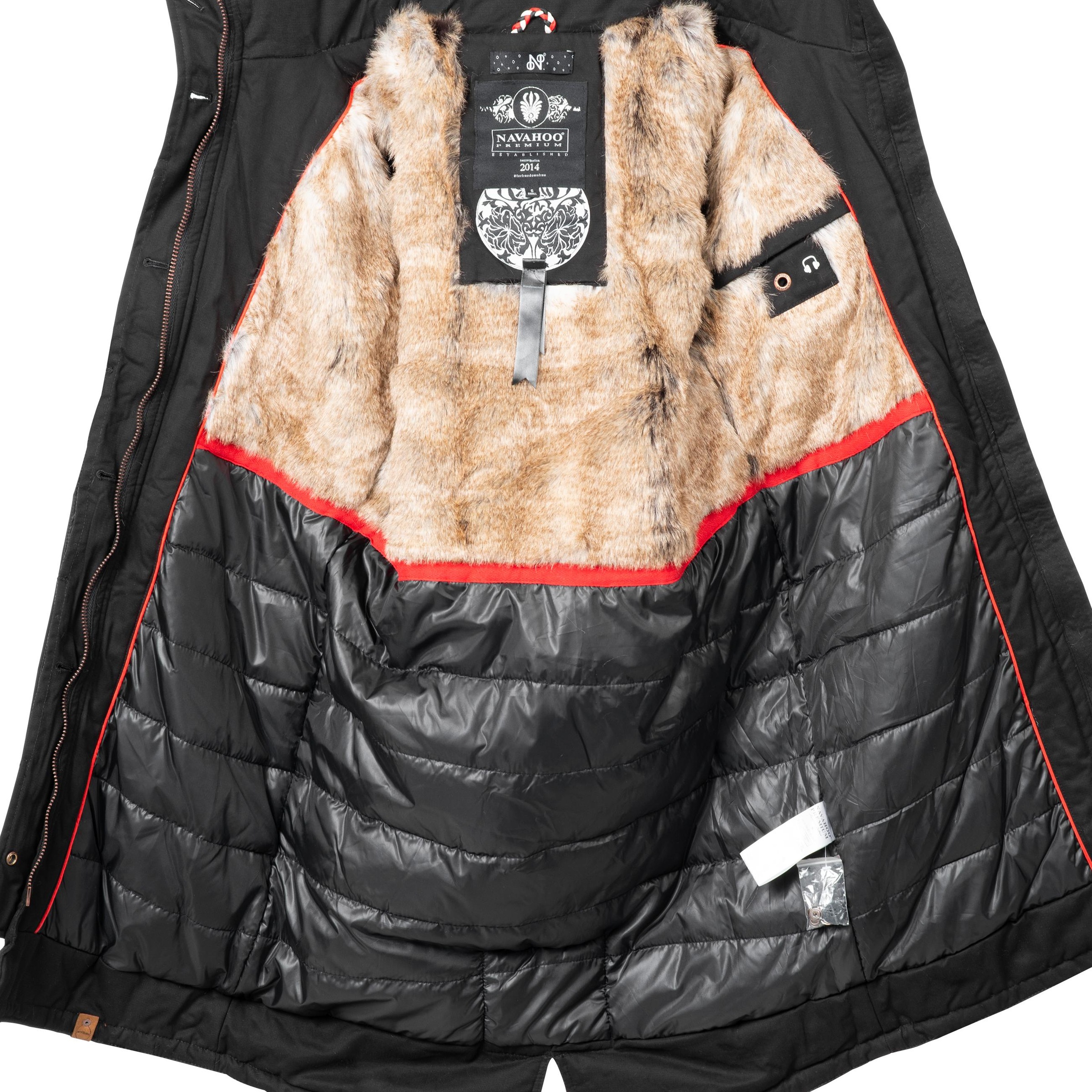 Navahoo Wintermantel »Kin-Joo«, stylischer Damen Parka mit Kunstfell-Kapuze