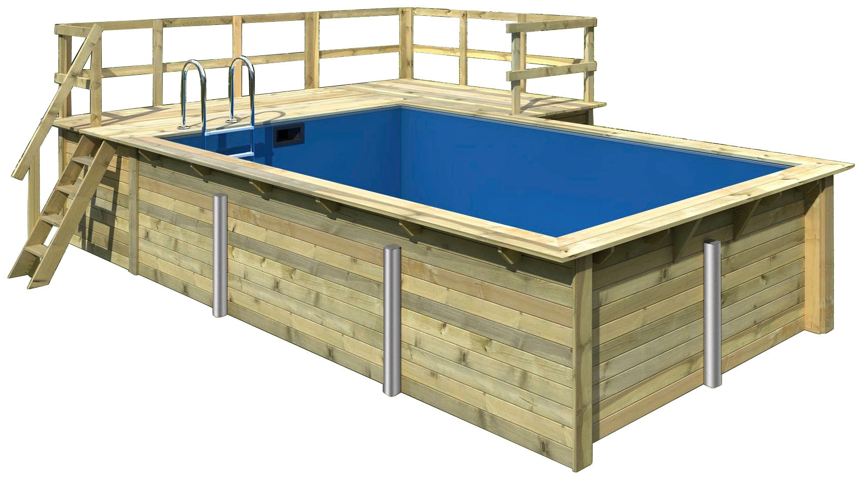 Rechteckpool »Malta B BxLxH: 353x530x124 cm mit Sonnendeck und Ecke«, (Set), 44 mm...