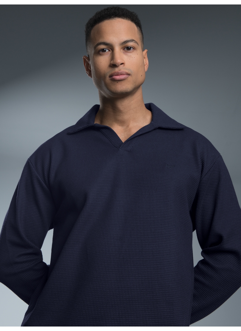 Trigema Poloshirt "TRIGEMA Langarm Poloshirt ohne Knopfleiste in Waffelopti günstig online kaufen