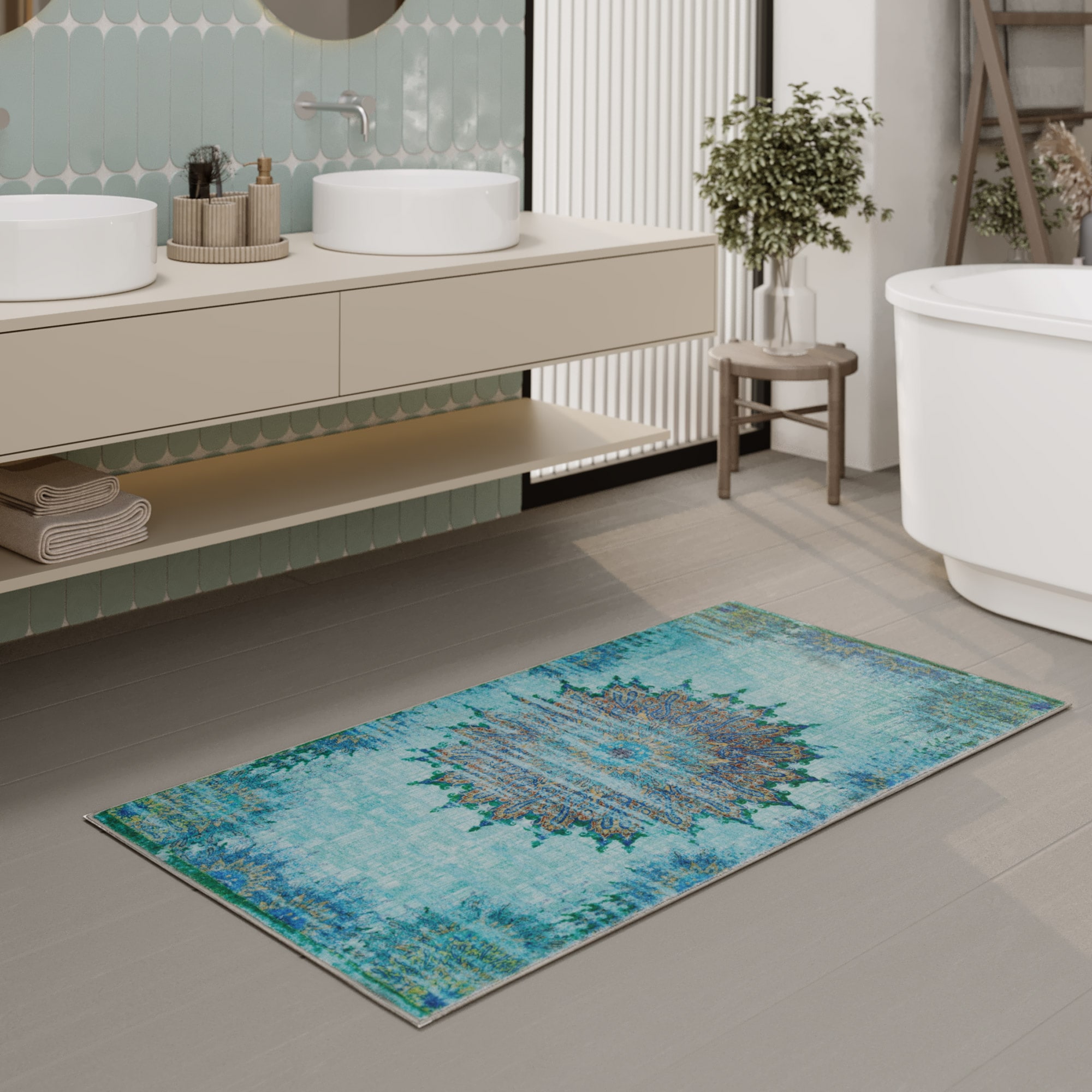 Wecon home Badematte "Healing" Höhe 0,5 mm fußbodenheizungsgeeignet Vintage günstig online kaufen