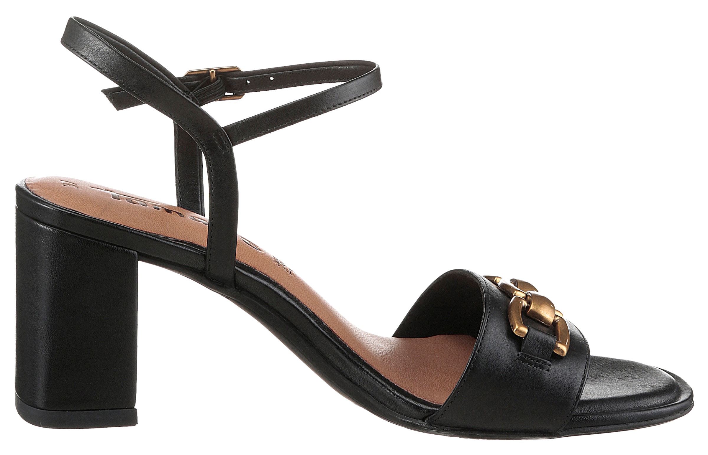 Tamaris Sandalette, Blockabsatz, Abendschuh, Sommerschuh mit edler Zierkette