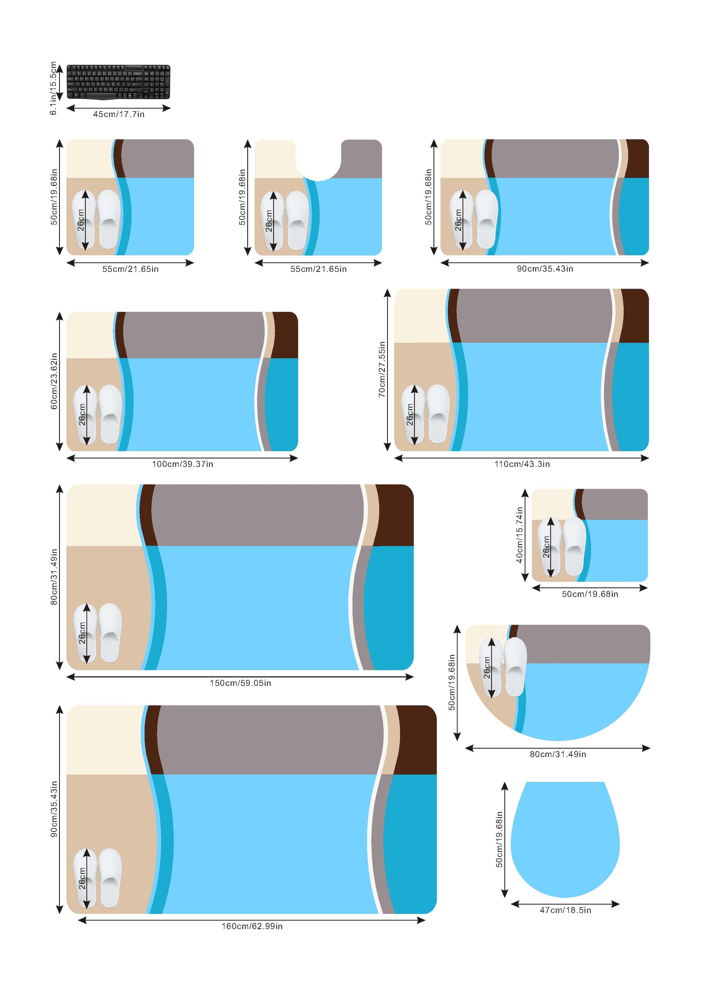 my home Badematte »Belio«, Höhe 20 mm, rutschhemmend beschichtet, fußbodenheizungsgeeignet-schnell trocknend-strapazierfähig, Badematte, Badteppich, Badematten auch als 2 tlg. Set erhältlich, bunt