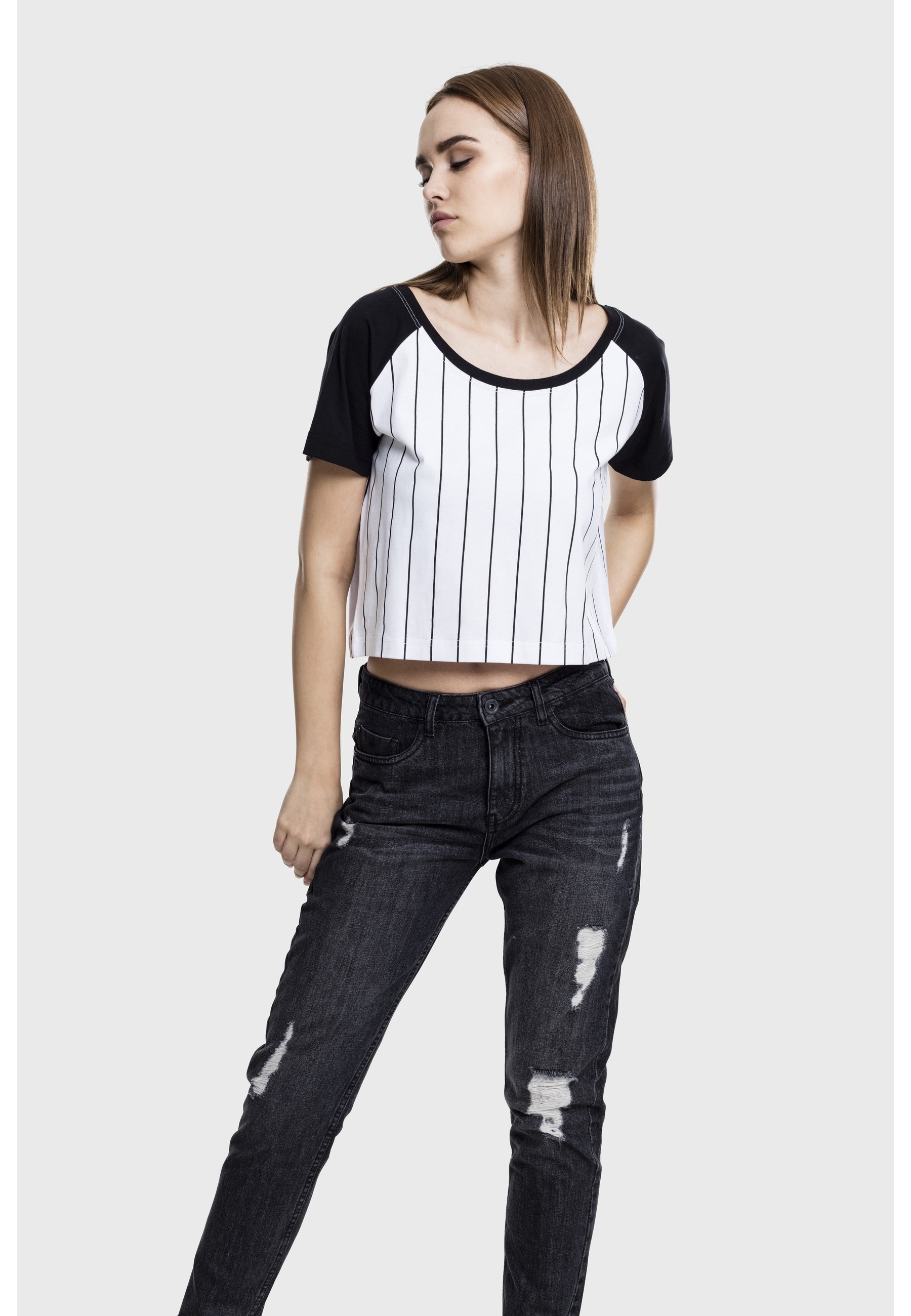 URBAN CLASSICS T-Shirt »Urban Classics Damen Ladies Cropped Baseball Tee« 1 Stk.