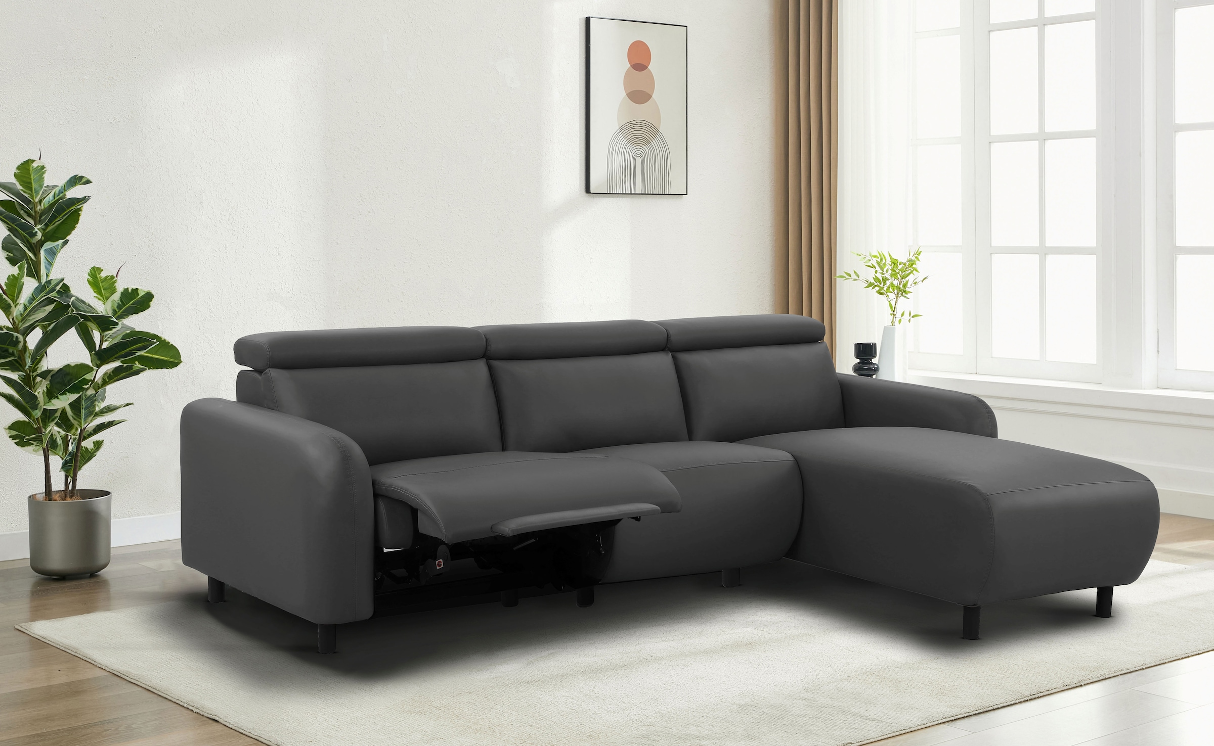 Home affaire Ecksofa »SKAANE Kunstleder, L-Form, 274 cm, manuelle u. elektrische Funktion,«, 274 cm, mit Kopfteilverstellung und man. oder elektr. Relaxfunktion