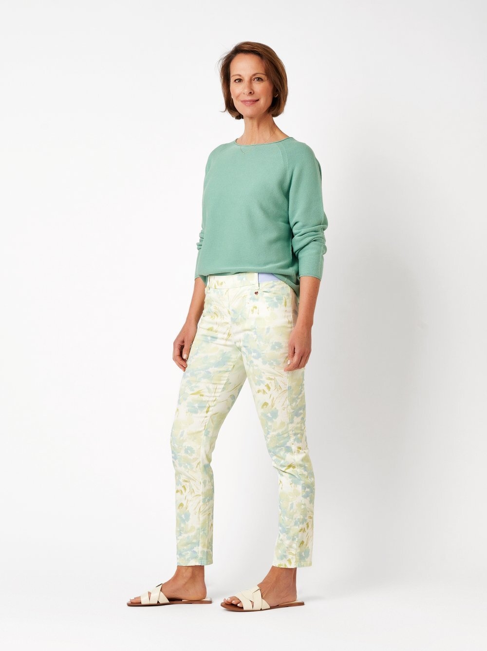 Relaxed Stretch-Hose »Alice Slim 7/8«  mit kreativem Blumenmuster