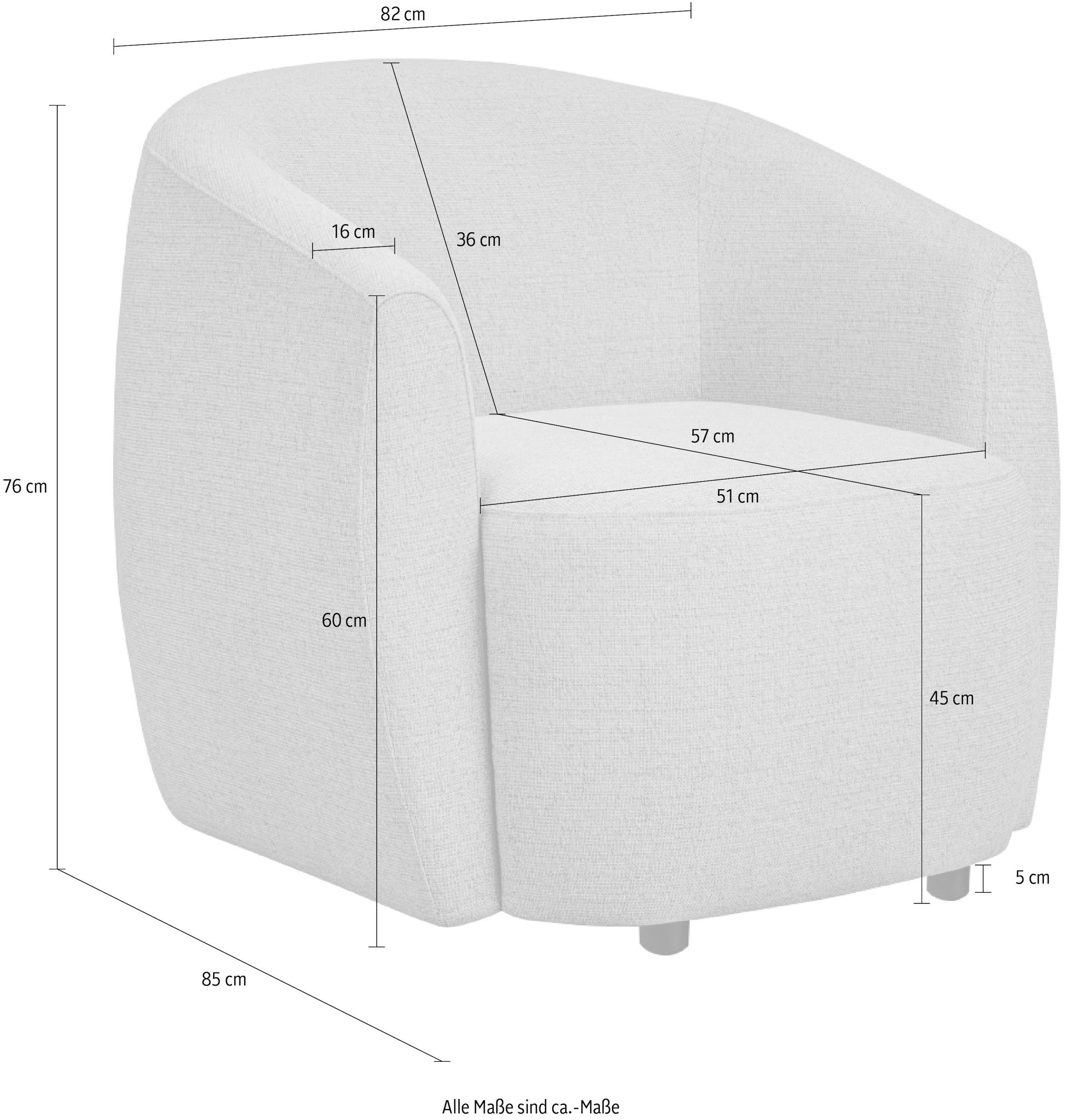 andas Sessel »Vallsta«, Breite 85 cm, Chenille oder Boucle Stoff, Drehfunktion verfügbar