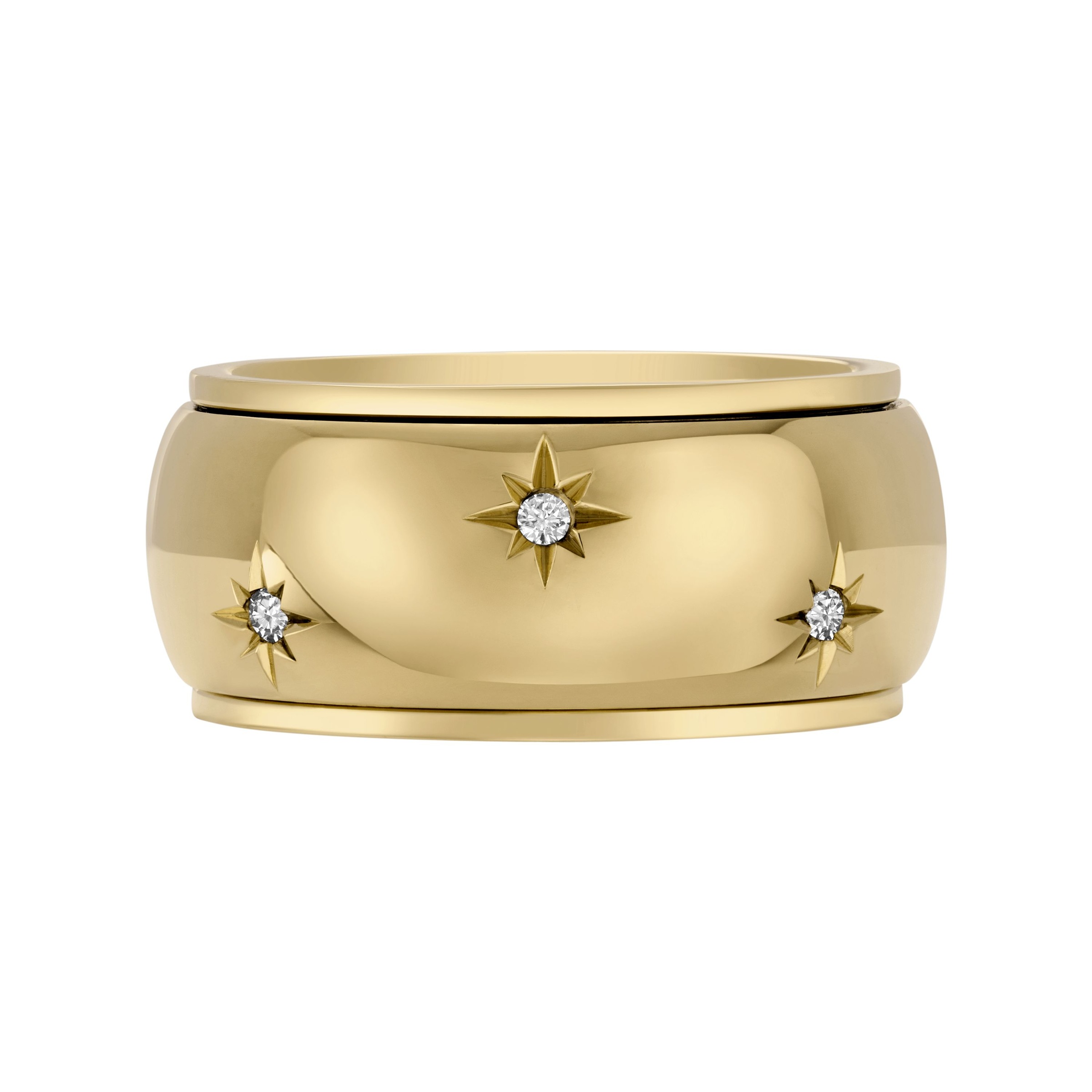 Fingerring FOSSIL "Schmuck Geschenk Edelstahl Ring SADIE" Gr. 17,5, gold (gelbgoldfarben, kristallweiß), Fingerringe, Damen, 17,5, Edelstahl, 10mm, Fingerring, mit Glasstein 2