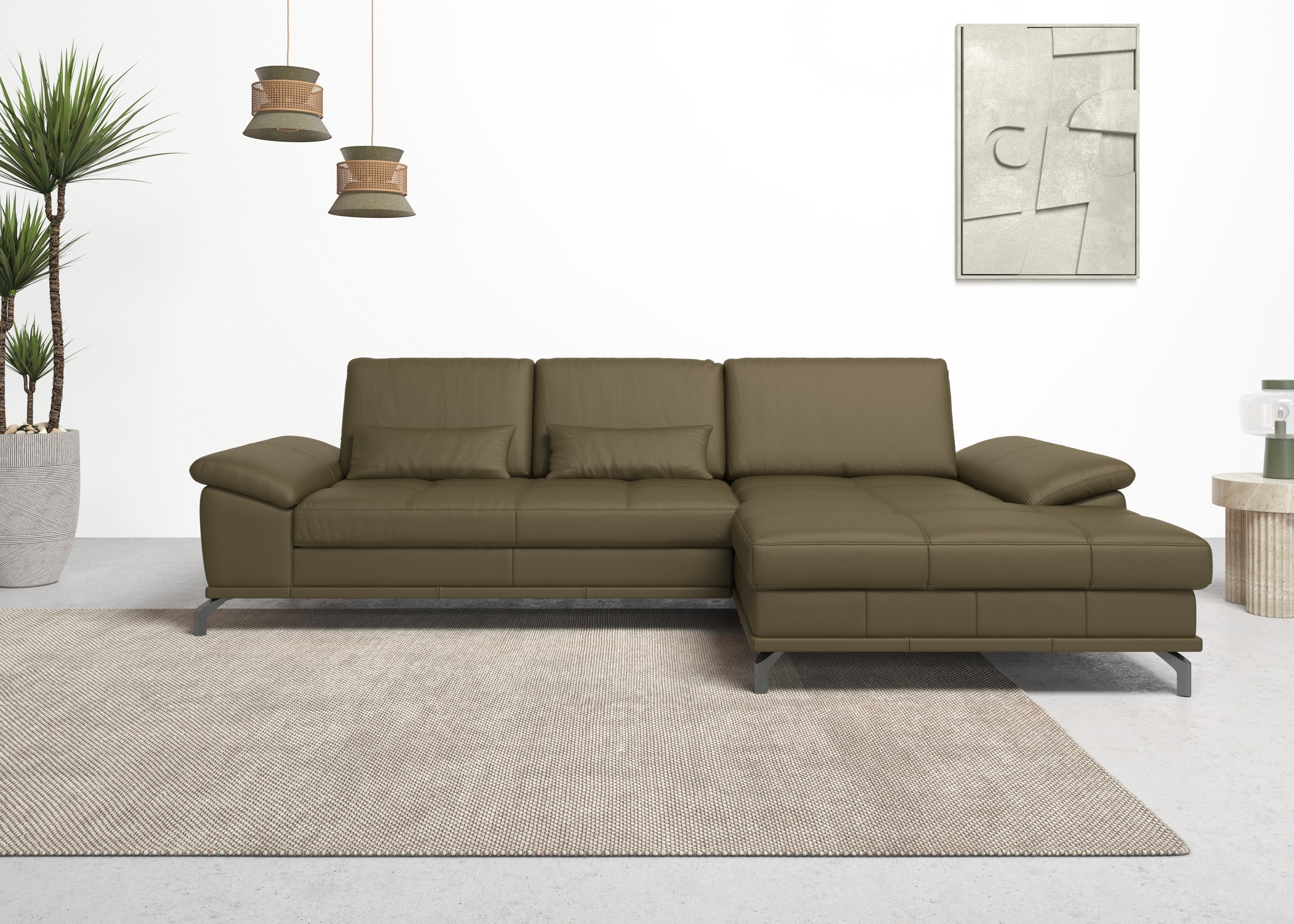 OTTO home Ecksofa "Costello L-Form, B: 301cm, Sitztiefen & Armteilverstellung, Federkern" 3 Nierenkissen, optional Schlaffunktion & Bettkasten