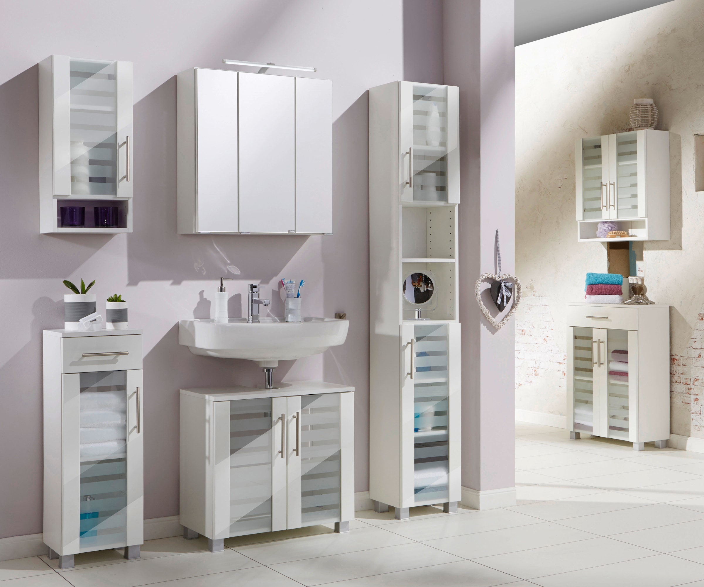 welltime Waschbeckenunterschrank »Jaca«, Breite 60 cm, mit MDF Hochglanz-Fronten