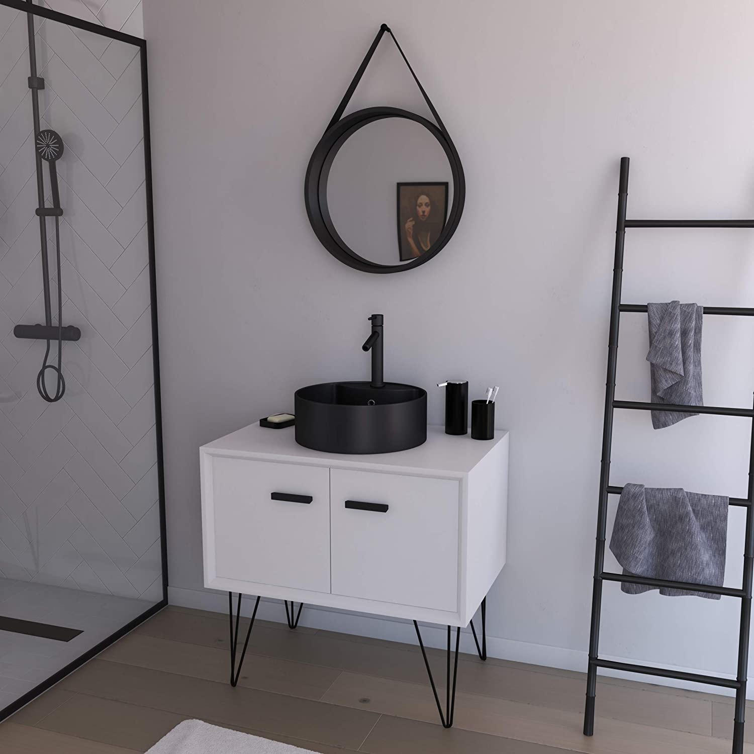 Talos Badspiegel "FJORD" Ø 50 cm, mit PU-Band in Lederoptik günstig online kaufen