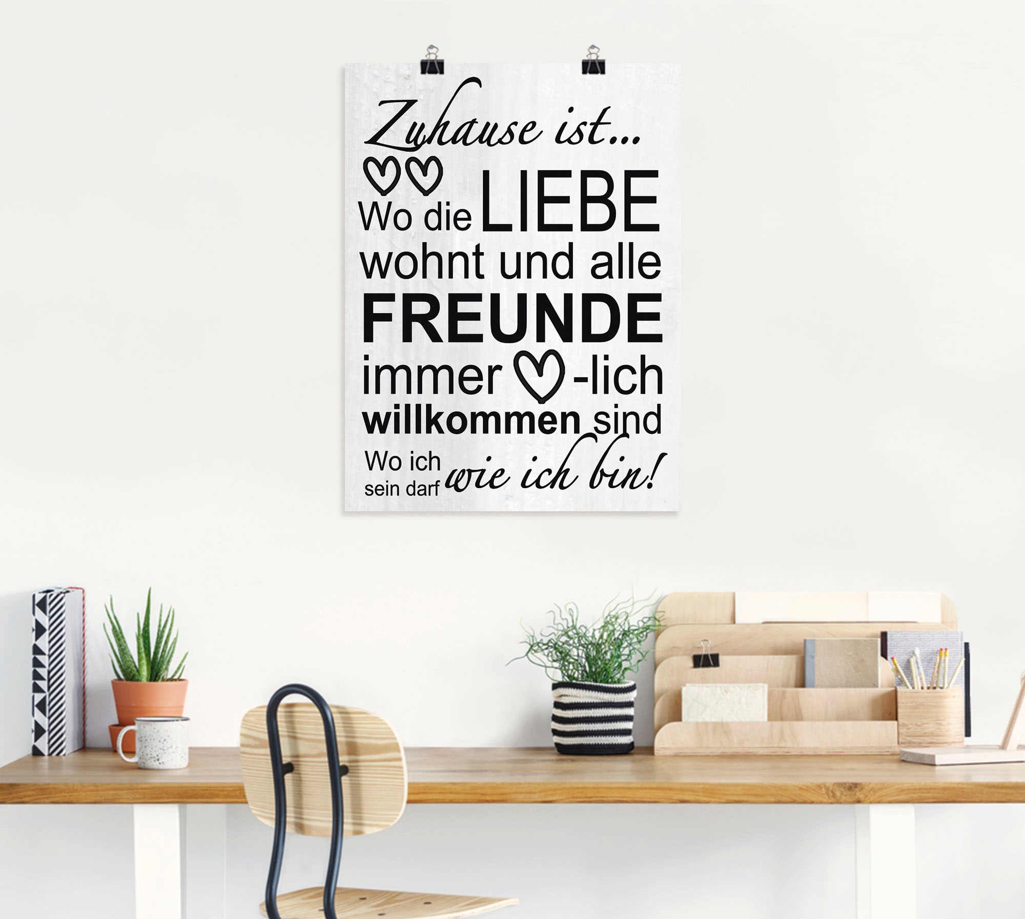 Artland Wandbild »Wo die Liebe wohnt«, Sprüche & Texte, (1 St.), als Alubild, Outdoorbild, Leinwandbild, Poster, Wandaufkleber