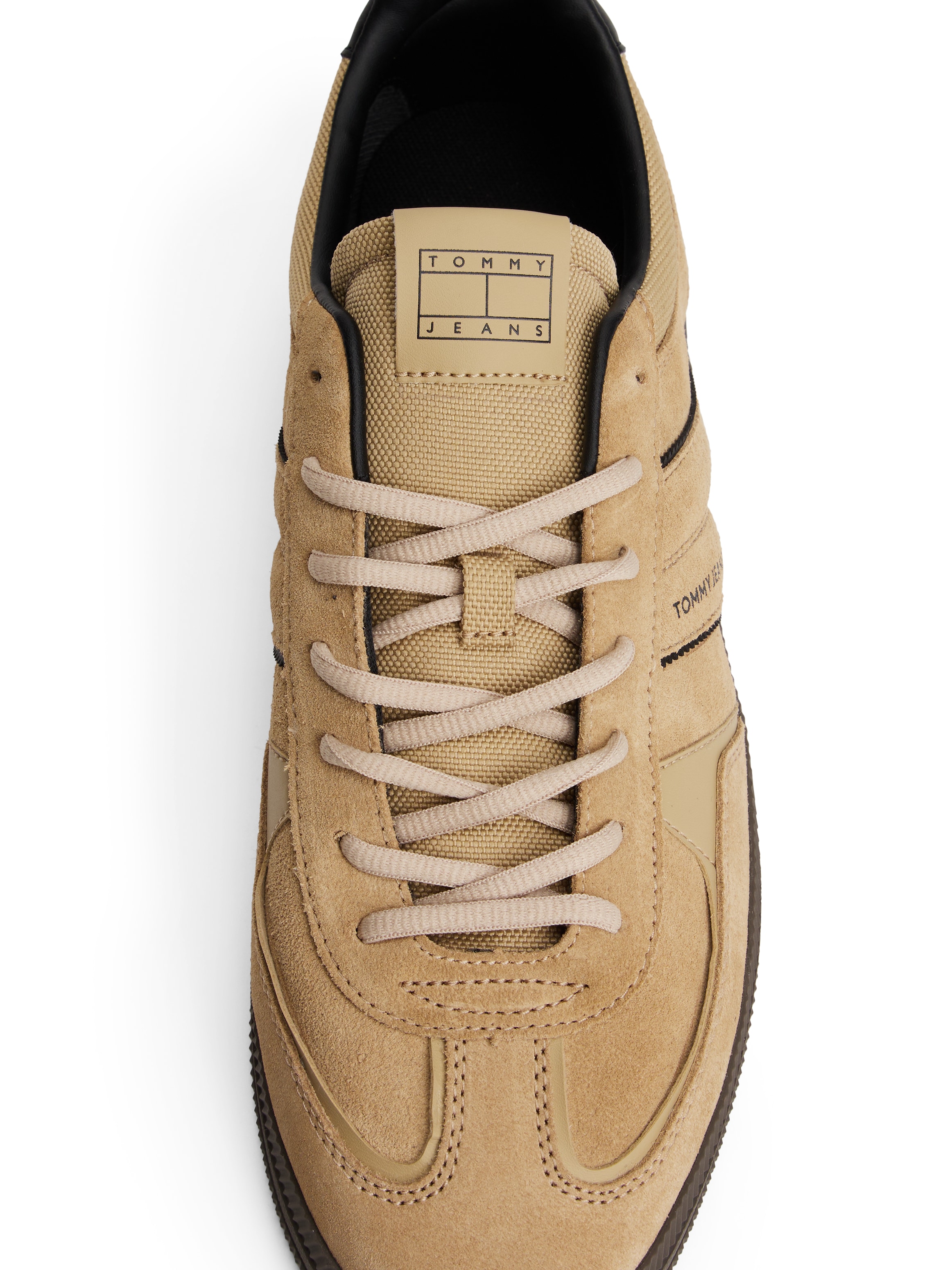 Tommy Jeans Sneaker »THE GREENWICH EDGE SUEDE«, Freizeitschuh, Halbschuh, Schnürer mit farblicher Pasepelierung