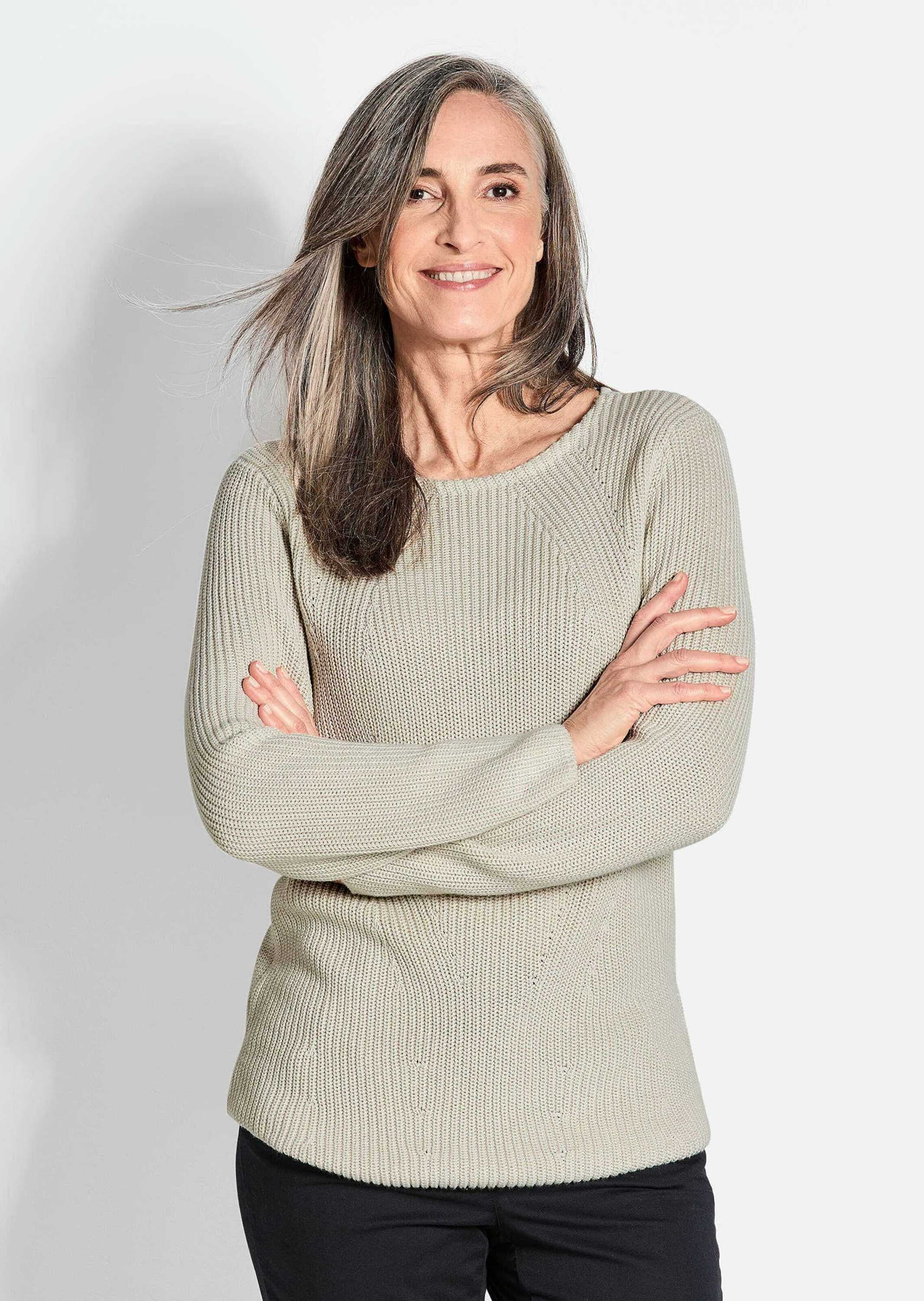 GOLDNER Strickpullover »Pullover Figurschmeichelnder Pullover aus reiner Baumwolle«