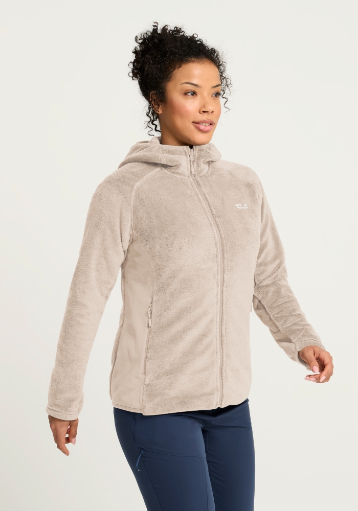 Jack Wolfskin Fleecejacke "ROTWAND HOODED FZ W" mit Kapuze, Langarm, atmungsaktives Gewebe