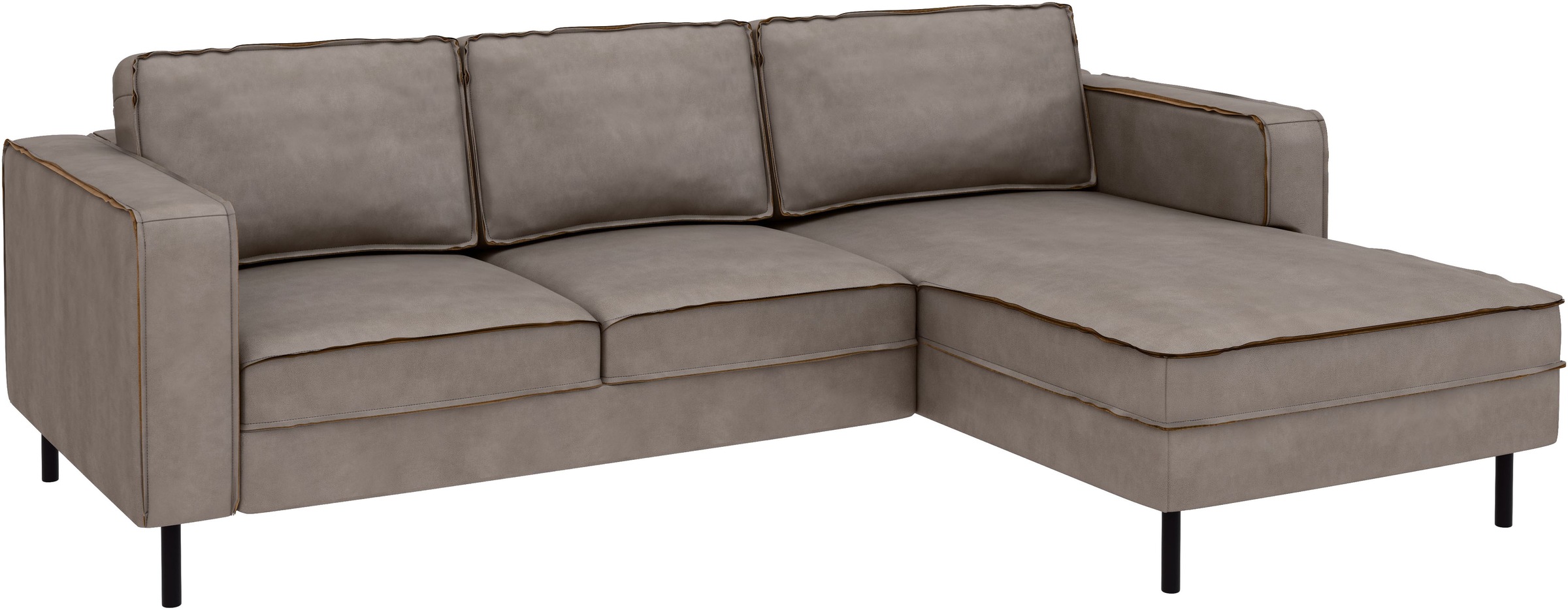 Places of Style Ecksofa »Watkins, wahlweise mit Schlaffunktion/Bettkasten, moderne offene Naht«, Recamiere beidseitig montierbar, L-Form, Breite 232 cm