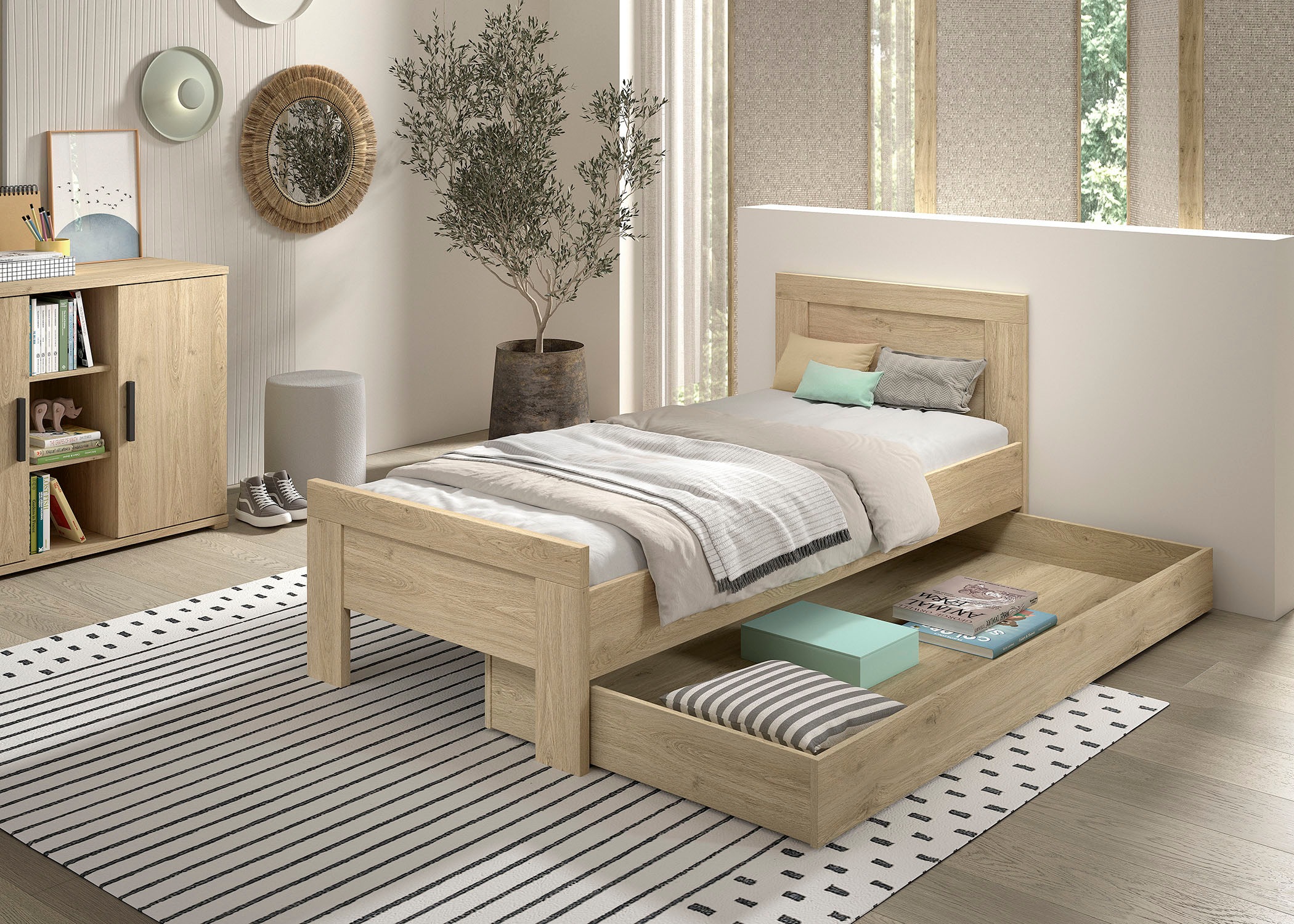 Vipack Jugendzimmer-Set "SAM - Bett und Bettschublade, gradliniges Design i günstig online kaufen