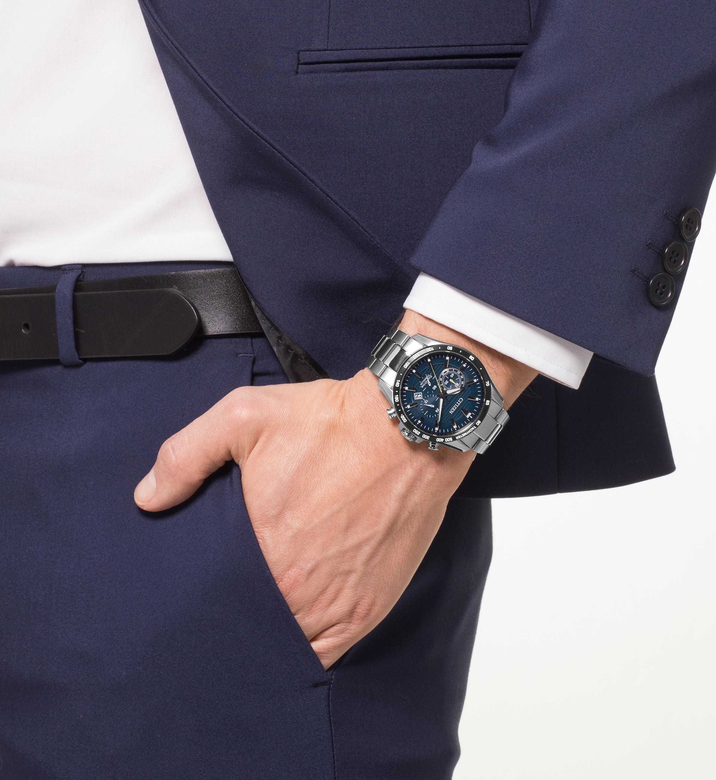 Citizen Chronograph, Armbanduhr, Herrenuhr, Solar, Titan, Stoppfunktion