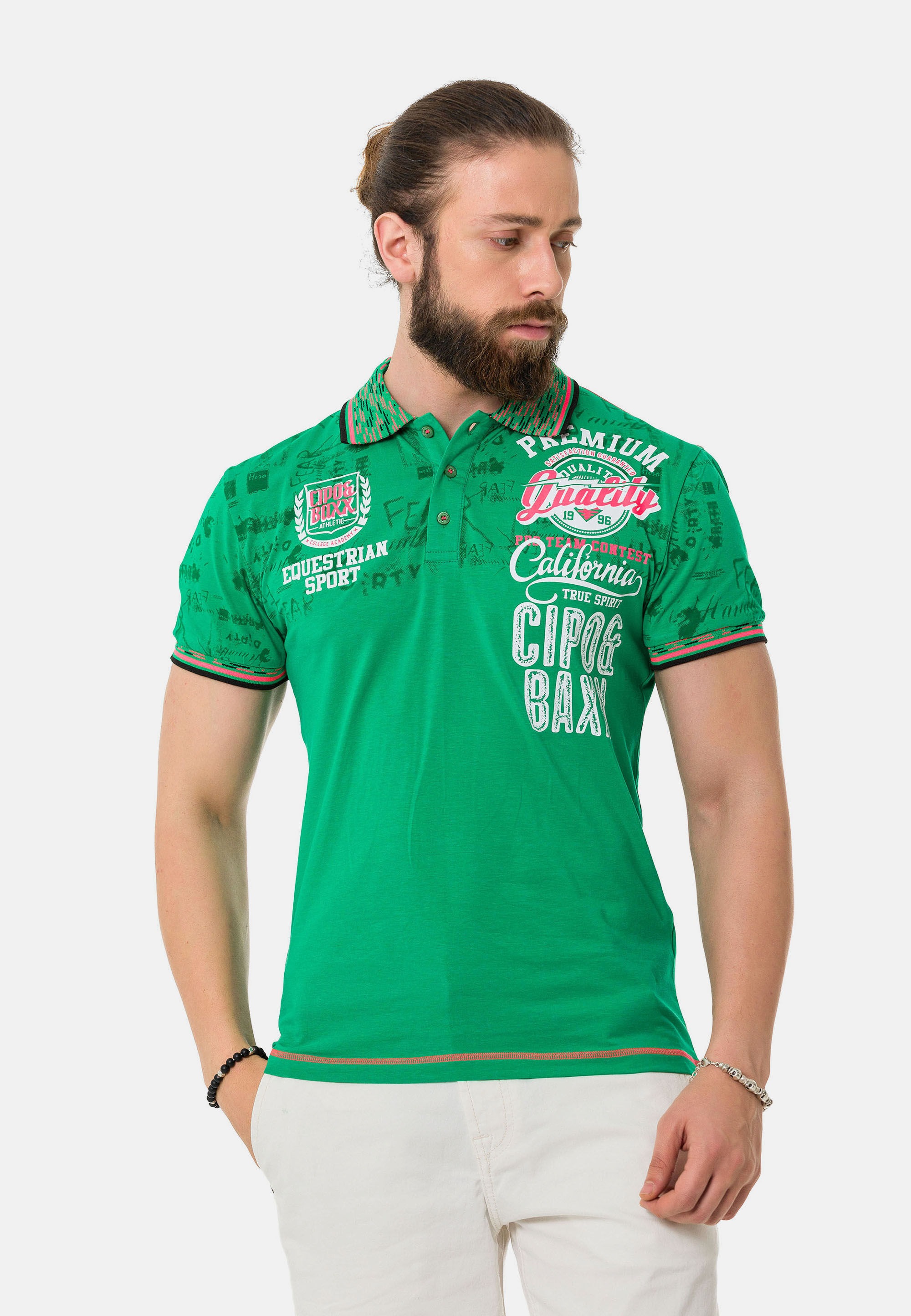 Cipo & Baxx T-Shirt »Poloshirt«, mit stylischem Print