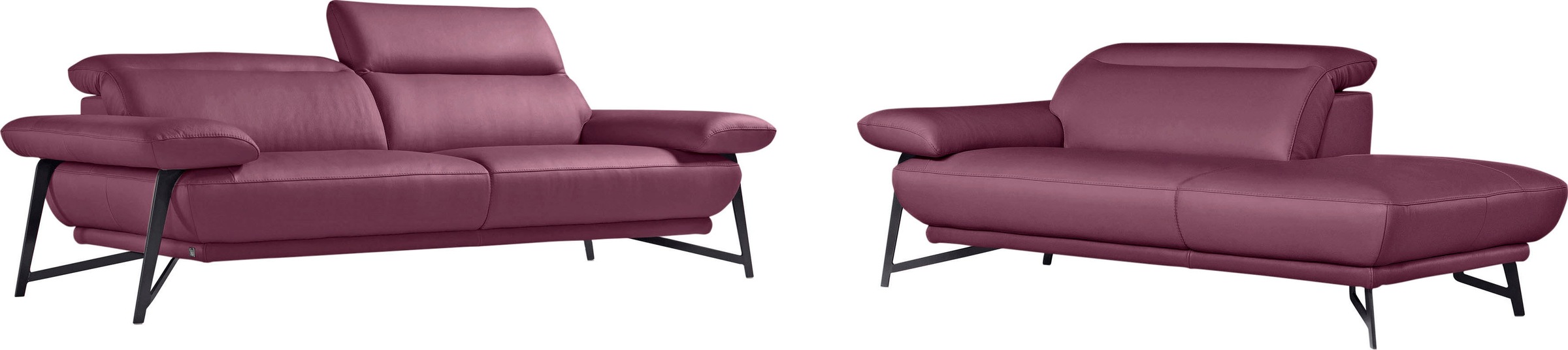 Egoitaliano Polstergarnitur »Anais, Design mit hohem Sitzkomfort für mehr Bequemlichkeit«, Set: bestehend aus Sofa und Ottomane, inkl. Kopfteilverstellung