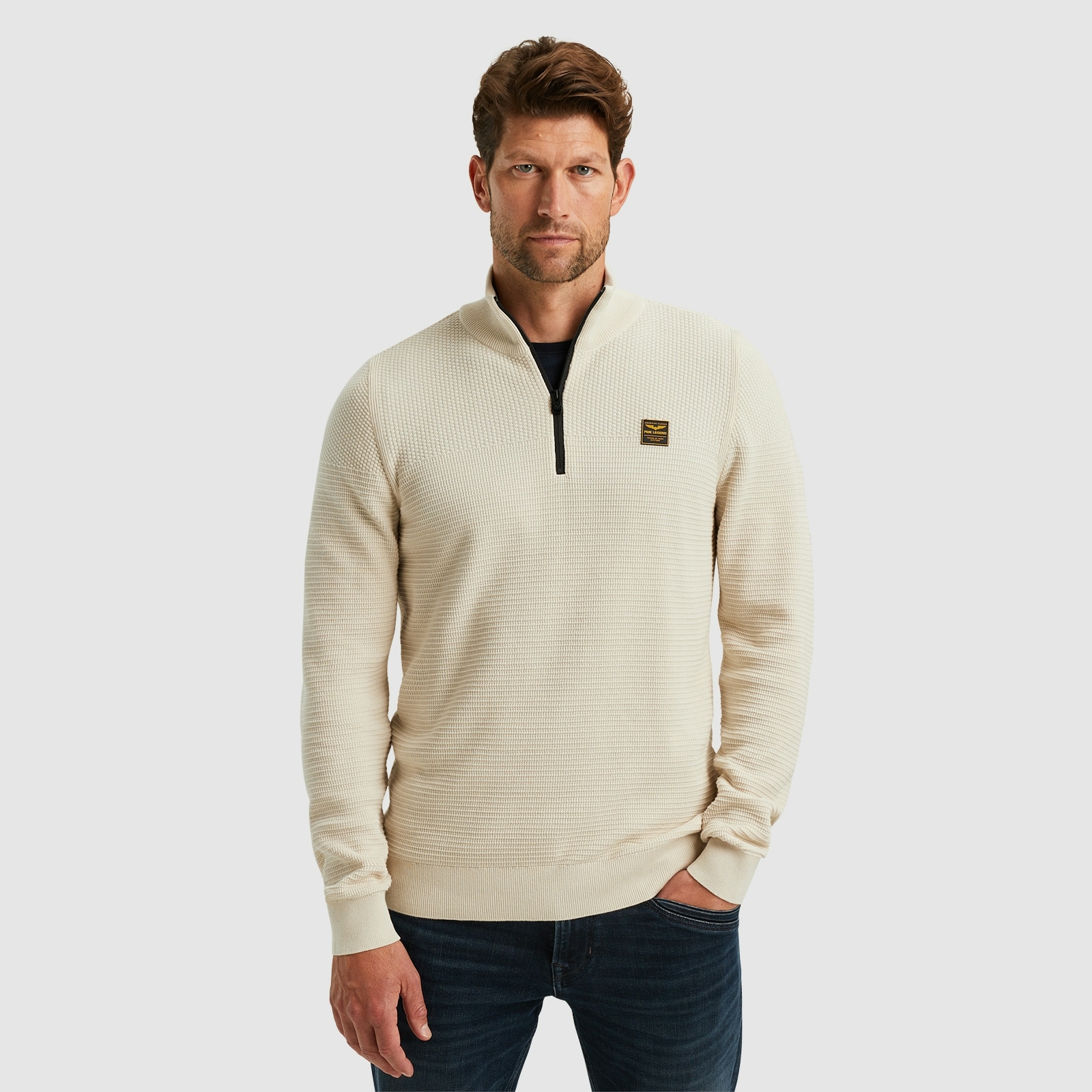 PME LEGEND Troyer »Half zip collar cotton mouline«, mit Logostickerei