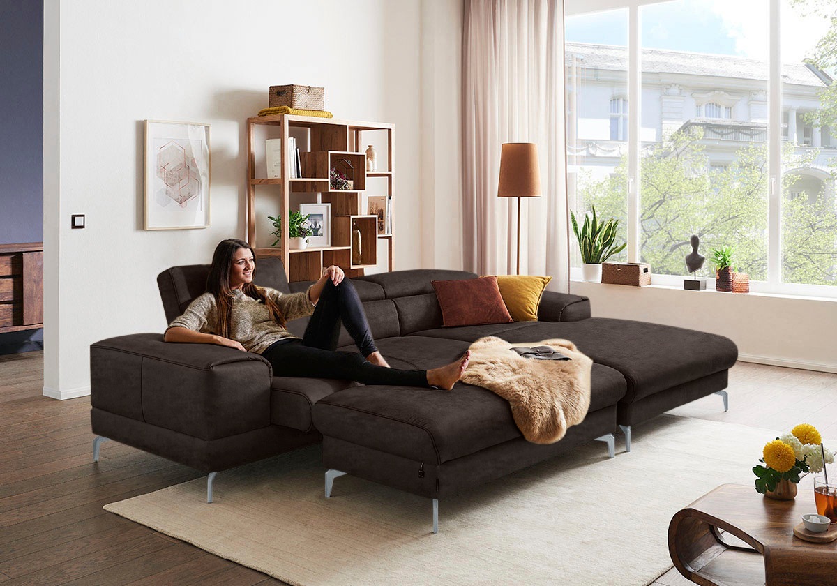 Thumbnail - W.SCHILLIG Polsterhocker "piedroo, Designsofa mit tollem Sitzkomfort, bequem, L-Form", Füße in Silber matt