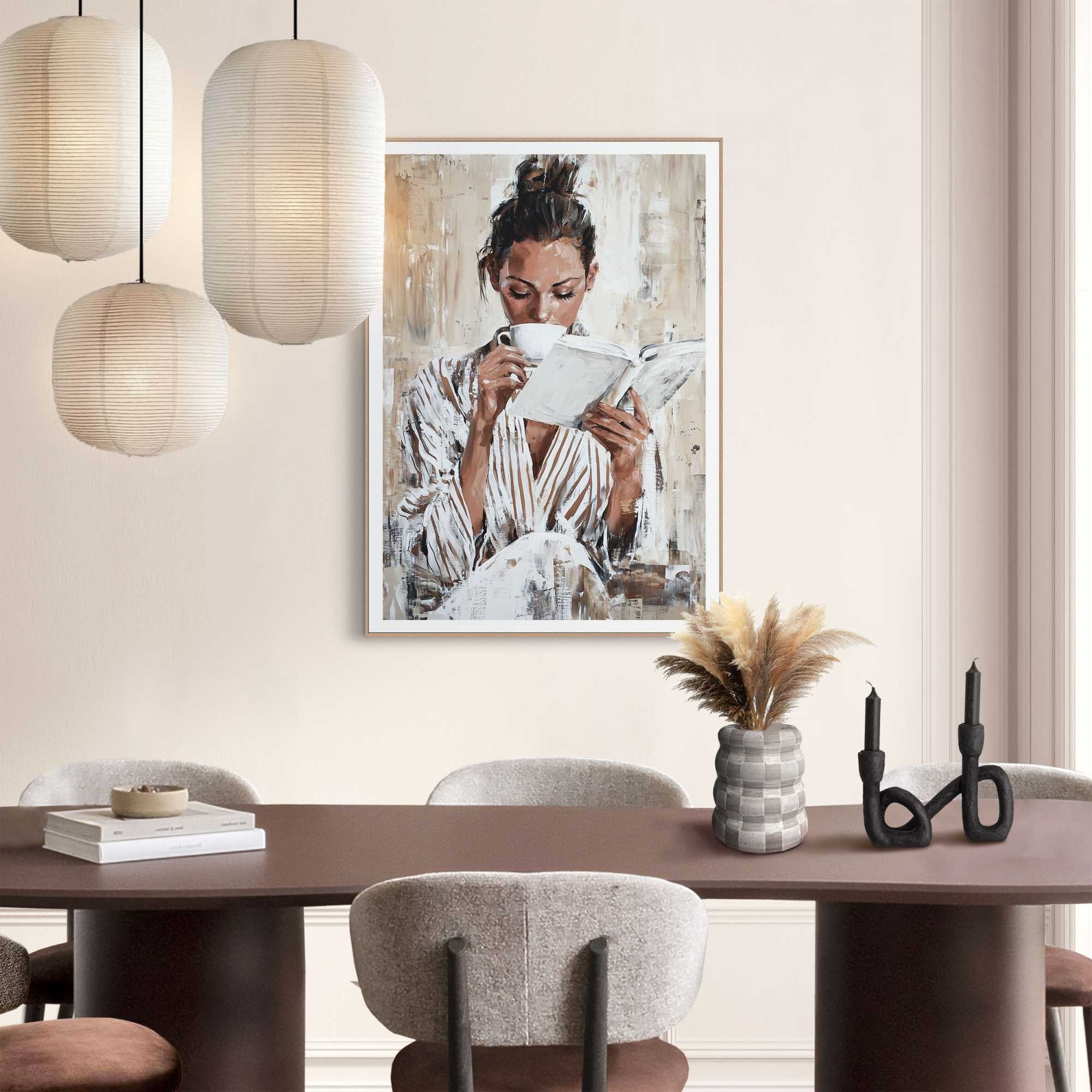Reinders Poster "Morning Reading", Wohnzimmer - Frau - Lesen - Kaffee - Bra günstig online kaufen