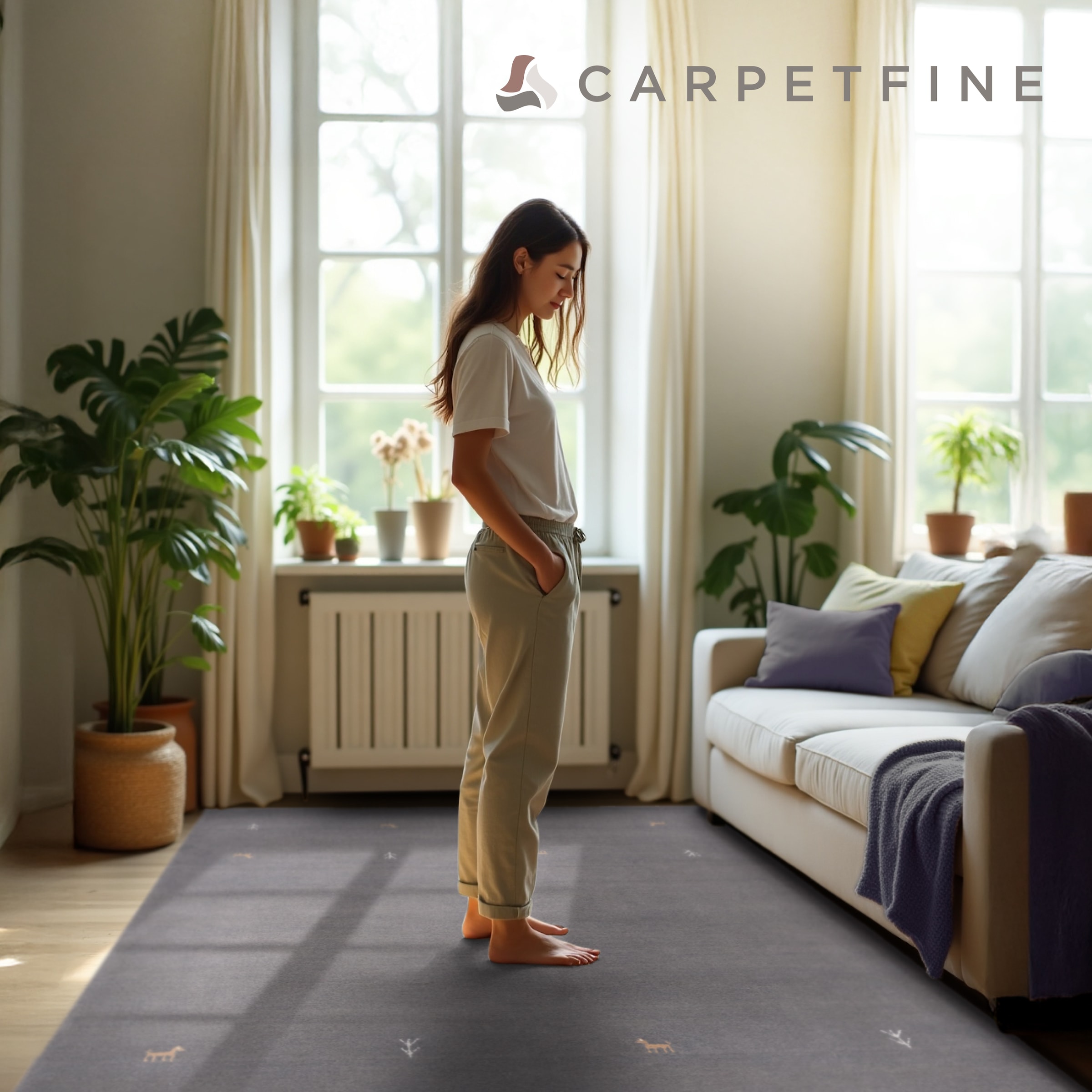 carpetfine Wollteppich »Gabbeh Uni,  auch als Läufer und Rund erhältlich« rechteckig 15 mm Höhe reine Wolle, handgewebt, Gabbeh Loom Tiermotiv, große Farbauswahl