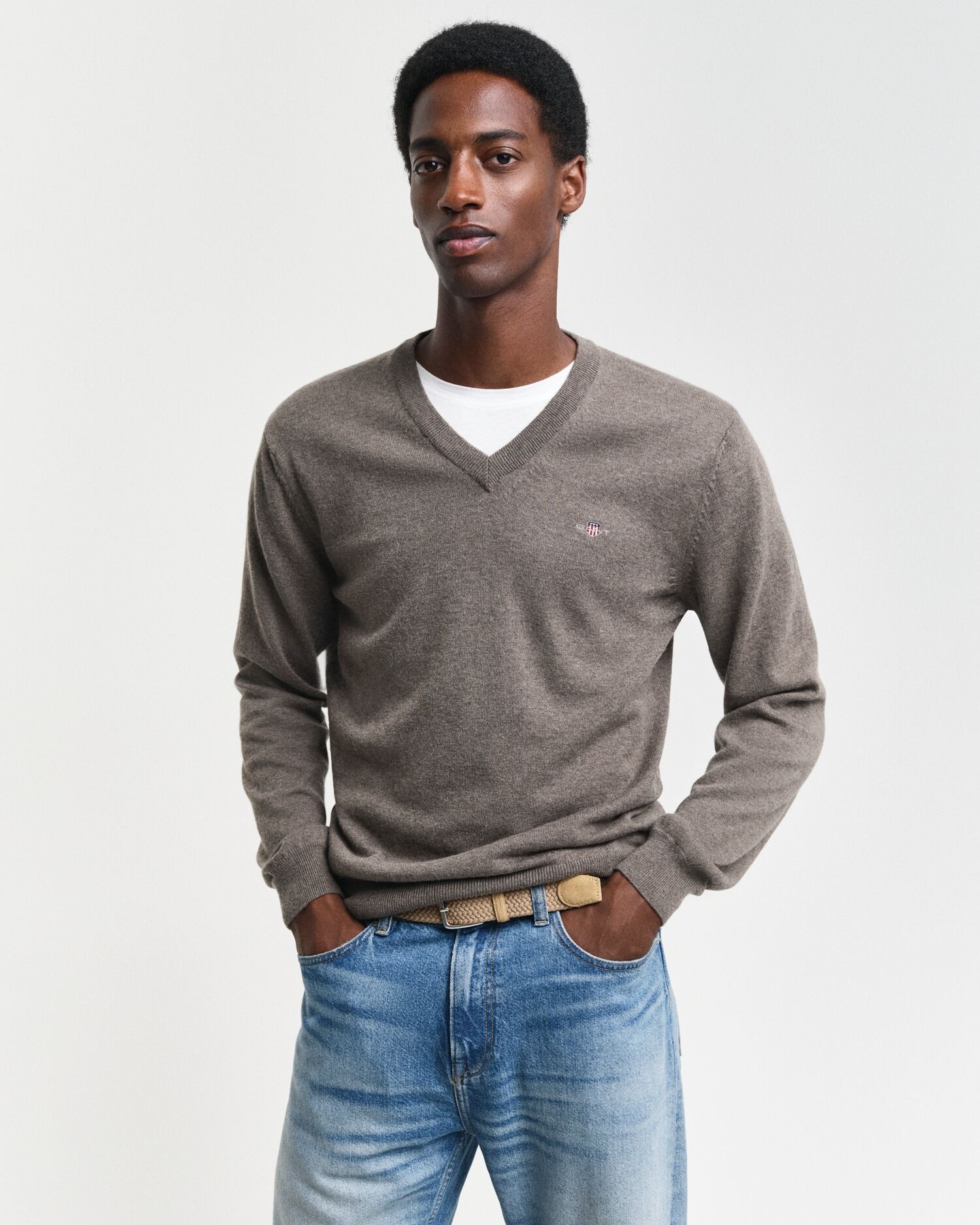 Gant V-Ausschnitt-Pullover "COTTON/WOOL" normale Passform, Strickpullover günstig online kaufen