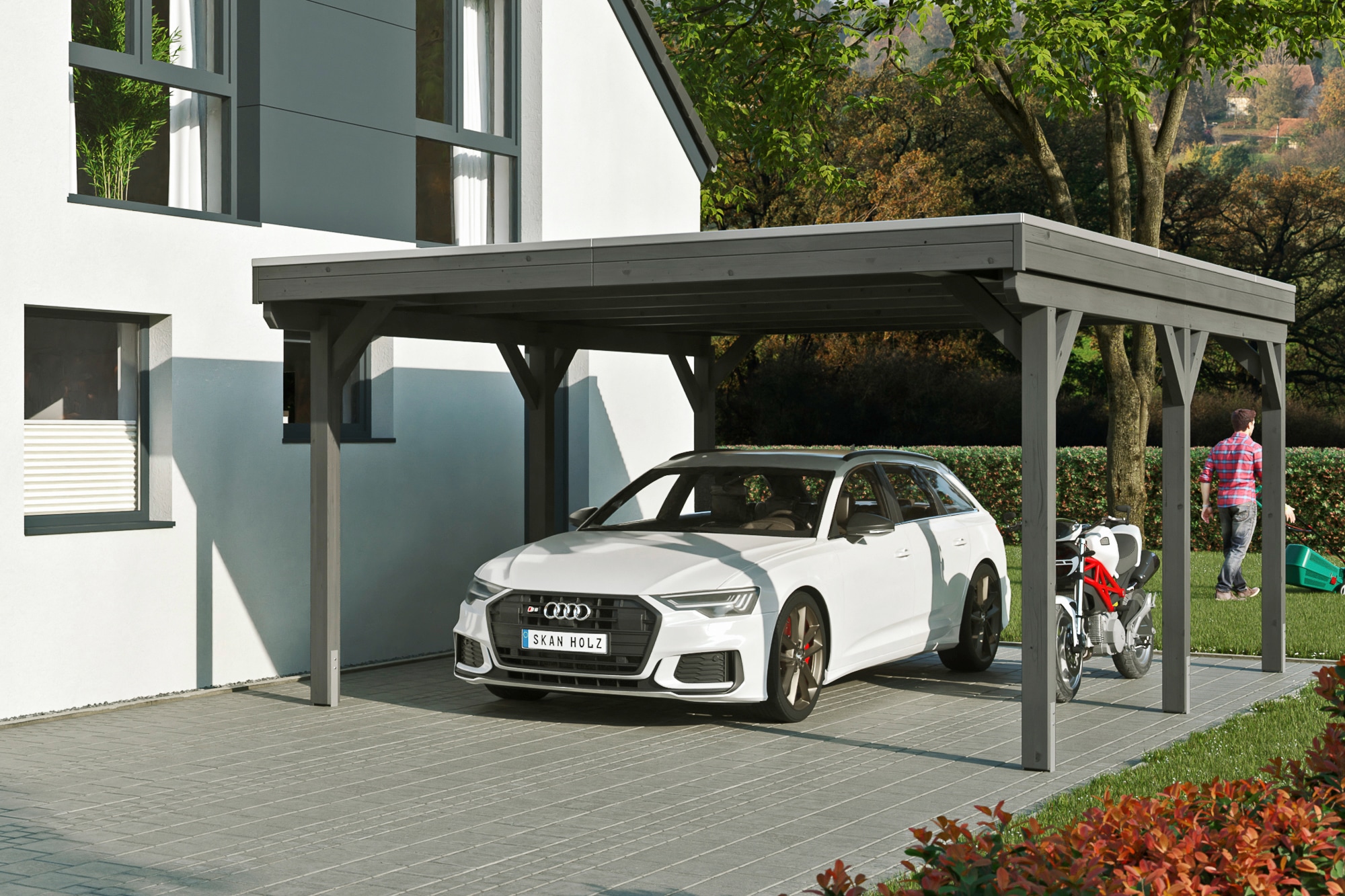 Skanholz "Grunewald" Leimholz dunkelgrau mit EPDM-Dach
