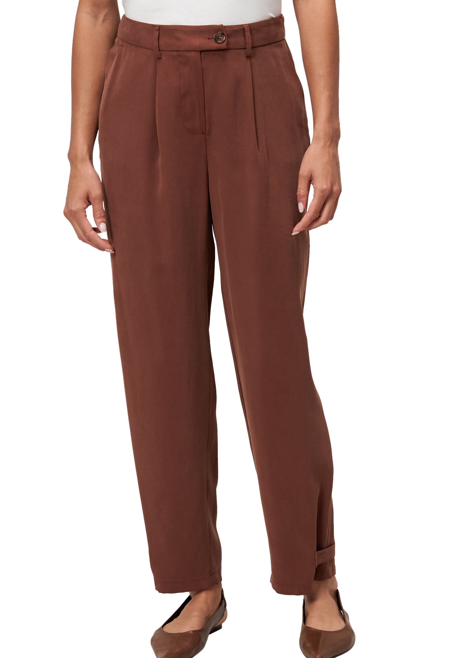 Zero Stoffhose "zero Damen Hose mit schmalem Bein 26 Inch", Falten günstig online kaufen