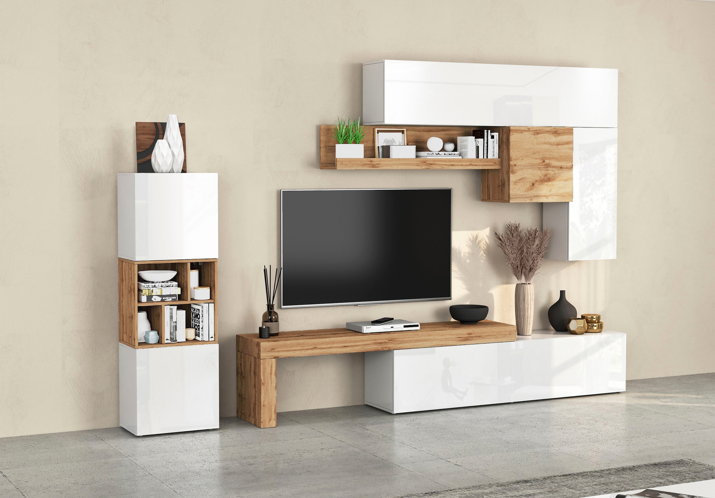 INOSIGN Wohnwand "Chronos Wohnwand, Medienwand, 8-er set" Set, 8 Stk. tlg. günstig online kaufen