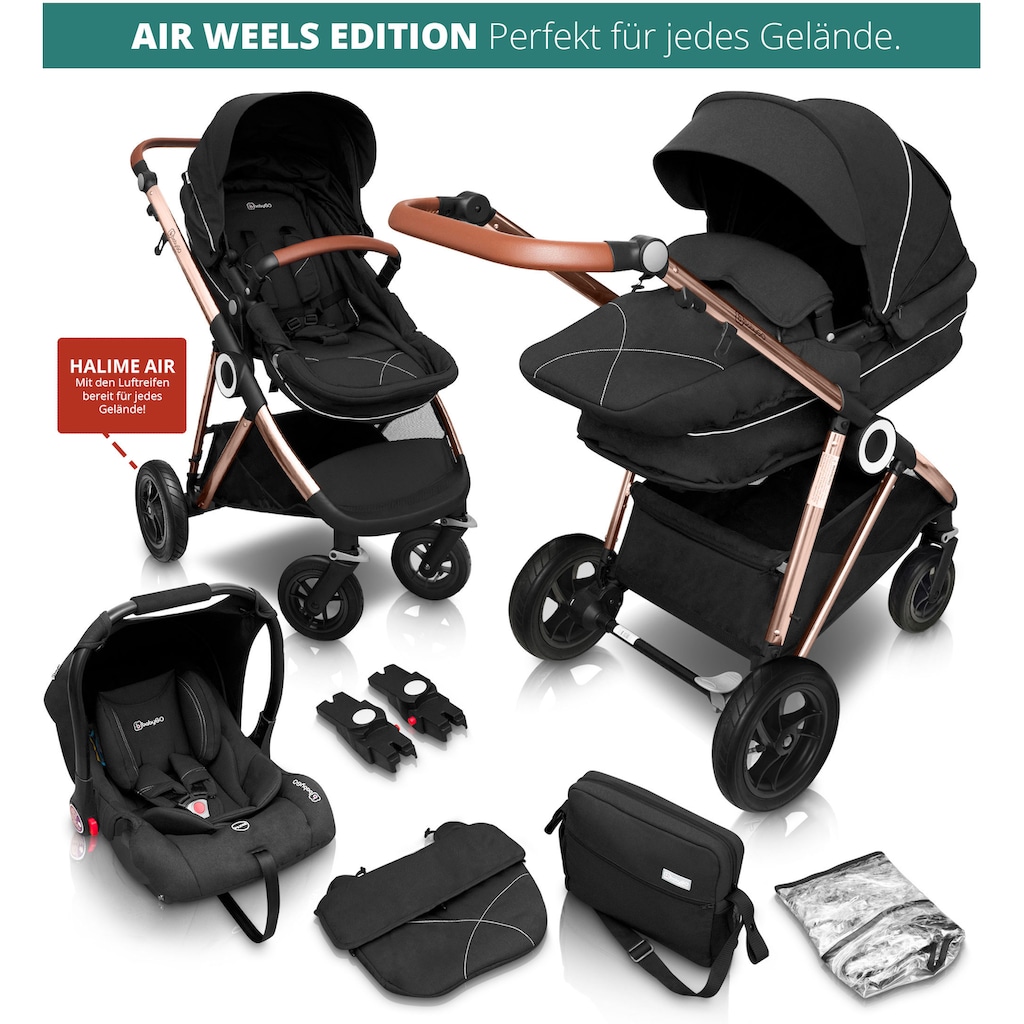 BabyGo Kombi-Kinderwagen »Halime AIR 3in1, Anthracite Gold«