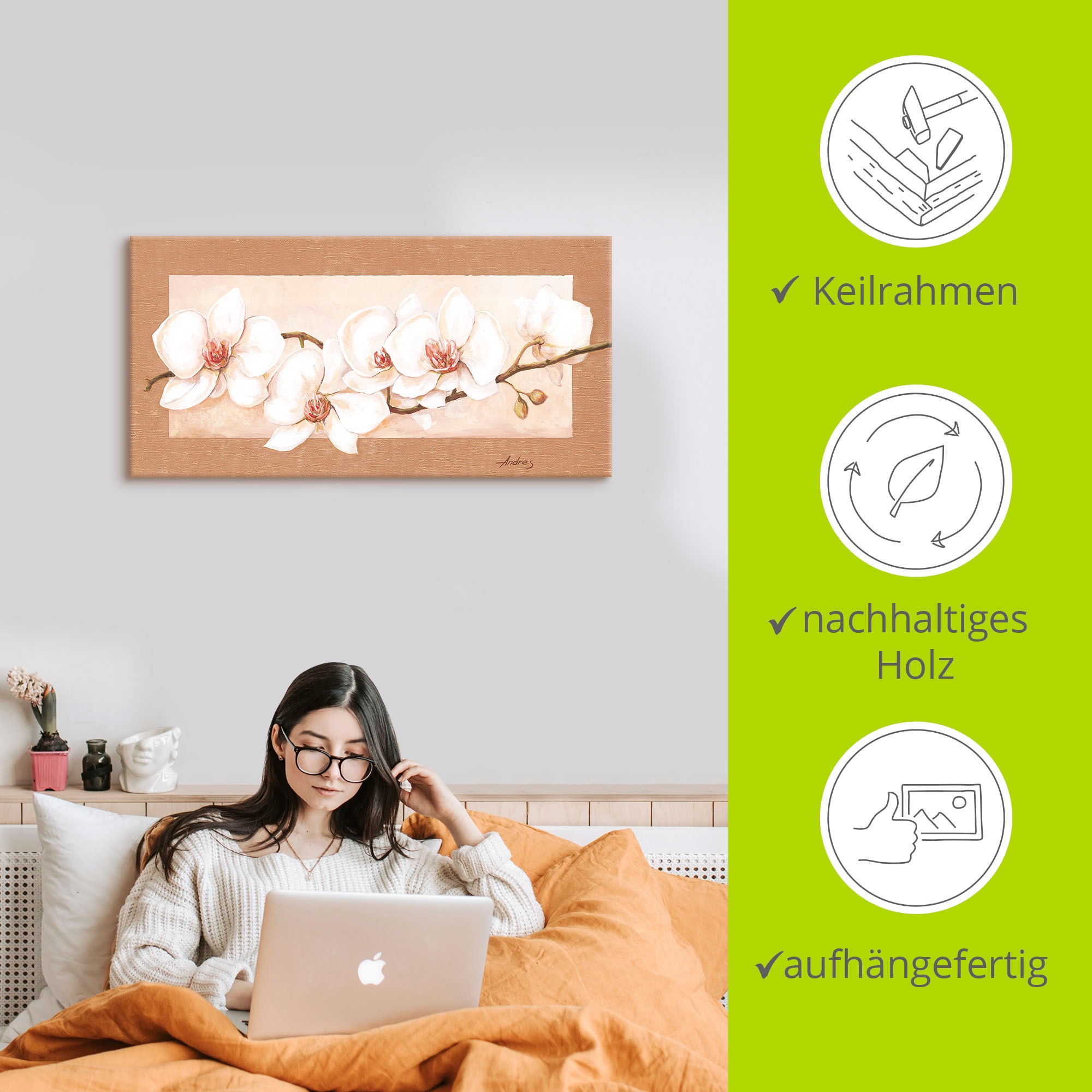Artland Wandbild »Orchideenzweig«, Blumenbilder, (1 St.), als Alubild, Outdoorbild, Leinwandbild in verschied. Größen